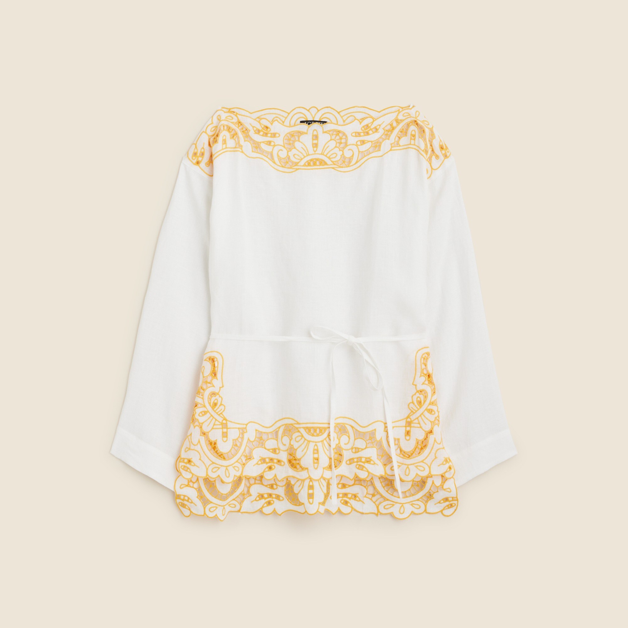 Cutwork tunic top in linen