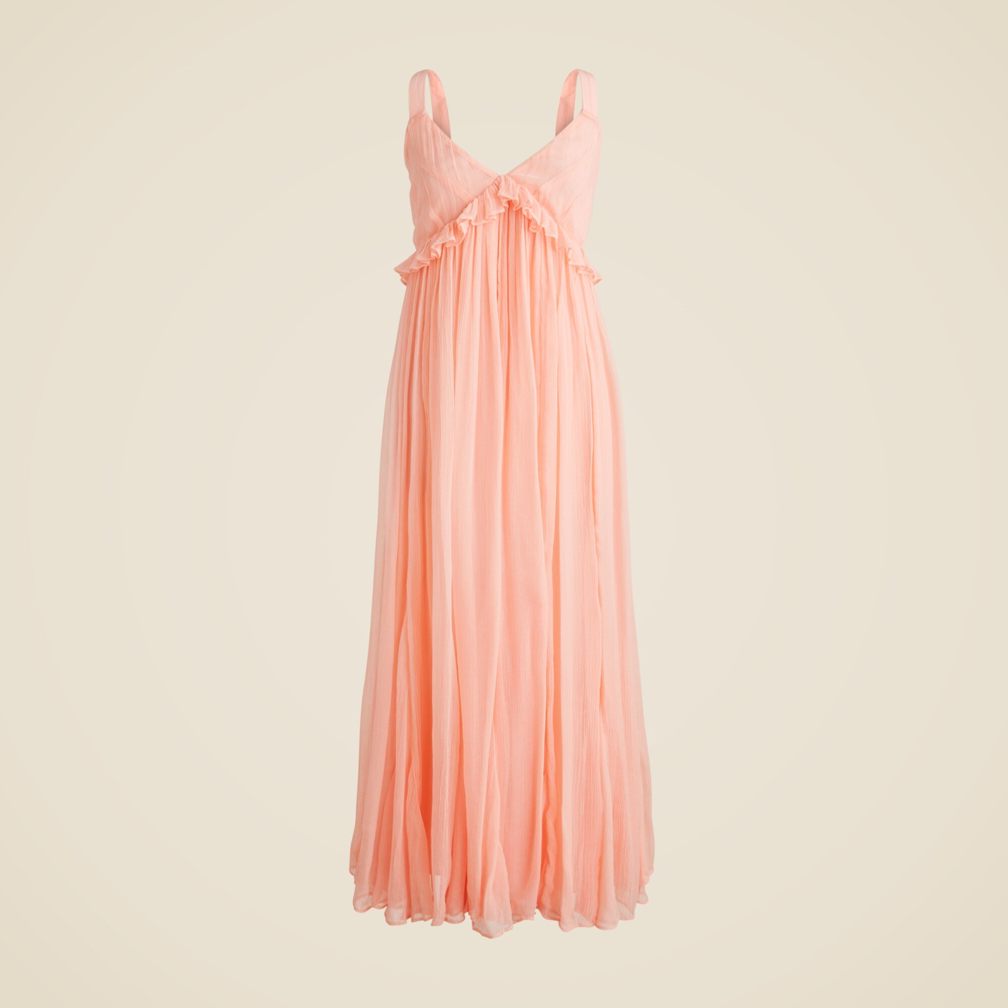 Collection ruffle-trim midi dress in crinkle cupro