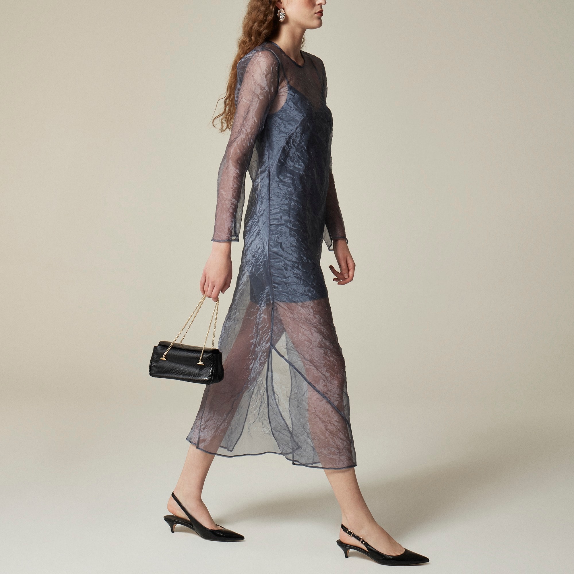 Collection layered sheath dress in textured organza