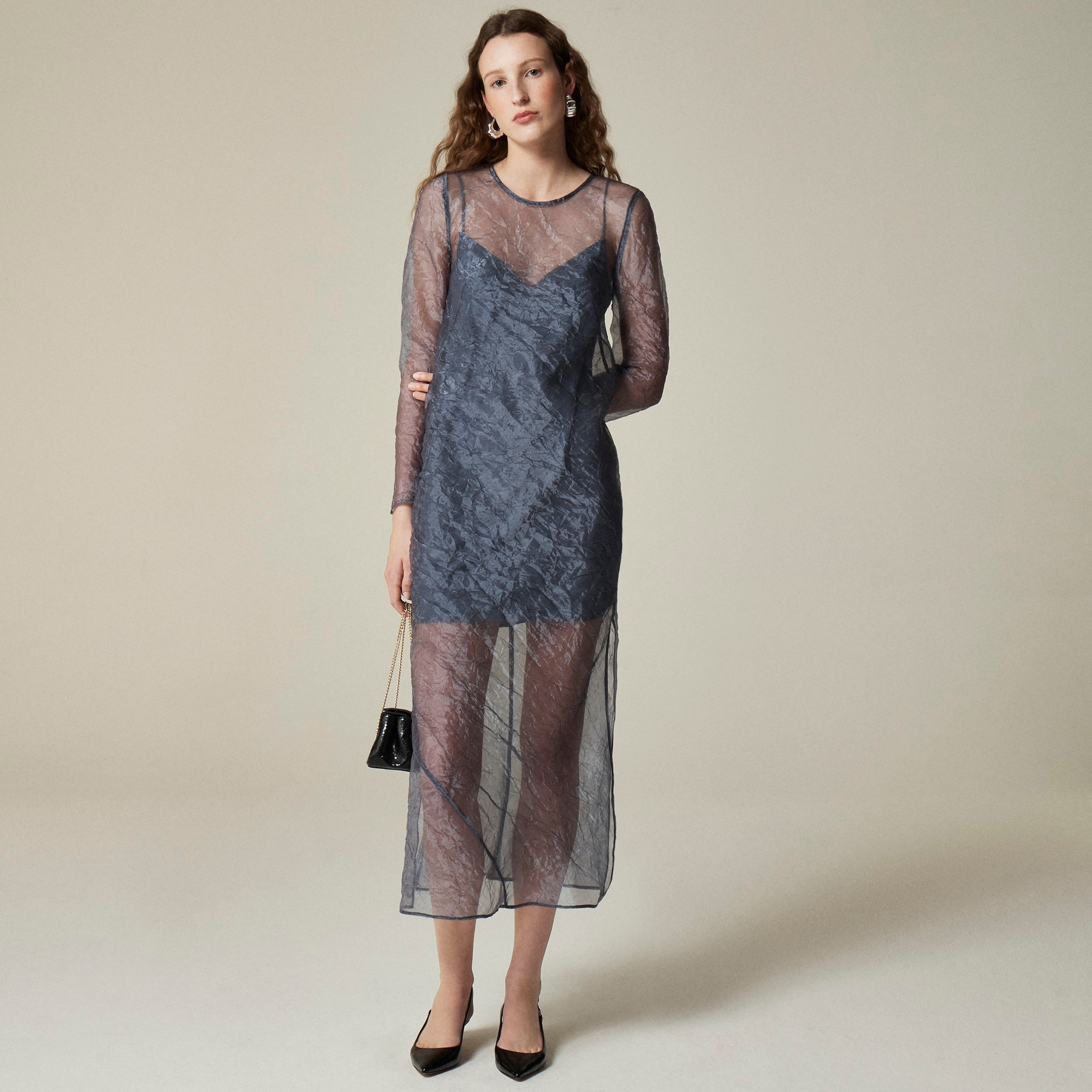 Collection layered sheath dress in textured organza
