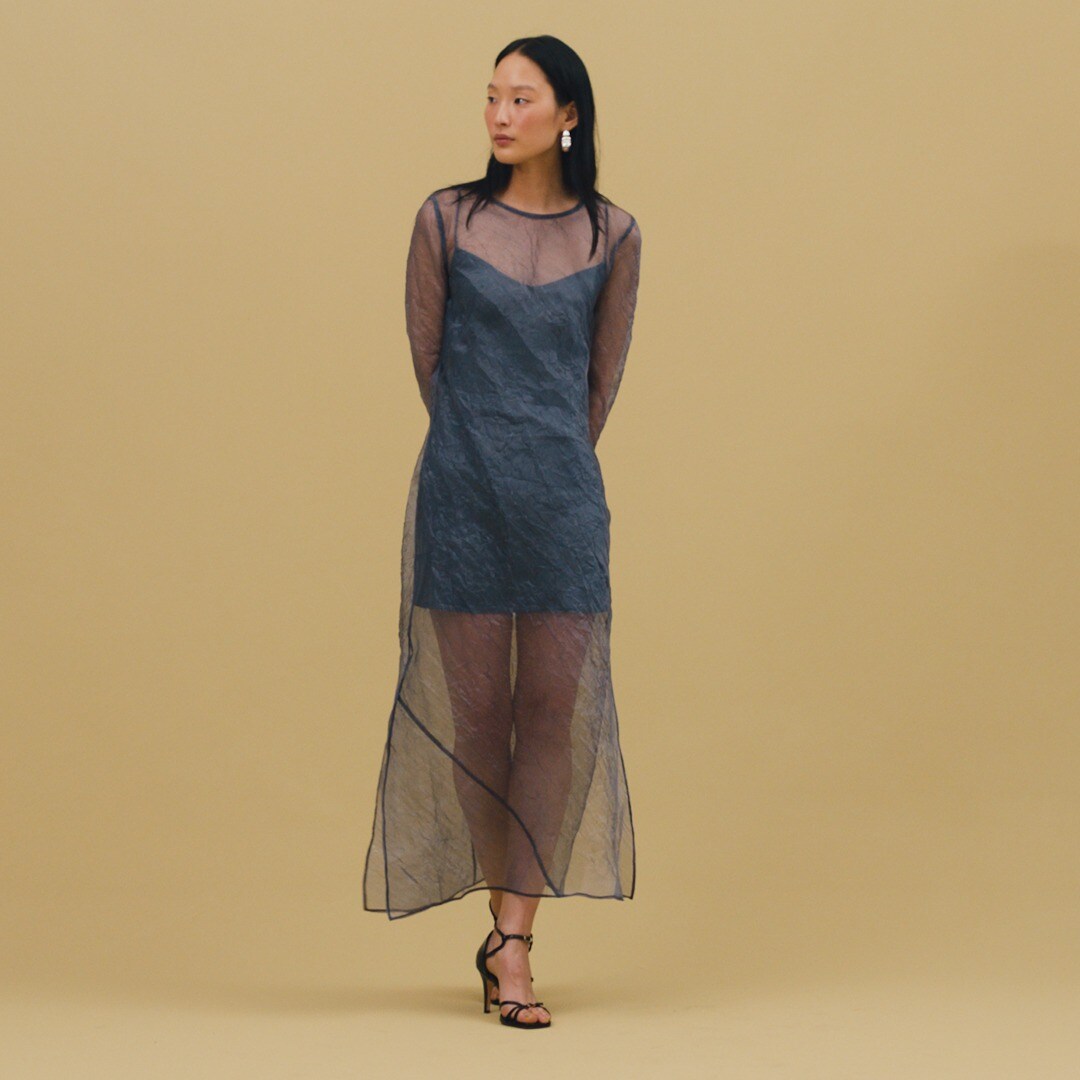 Collection layered sheath dress in textured organza