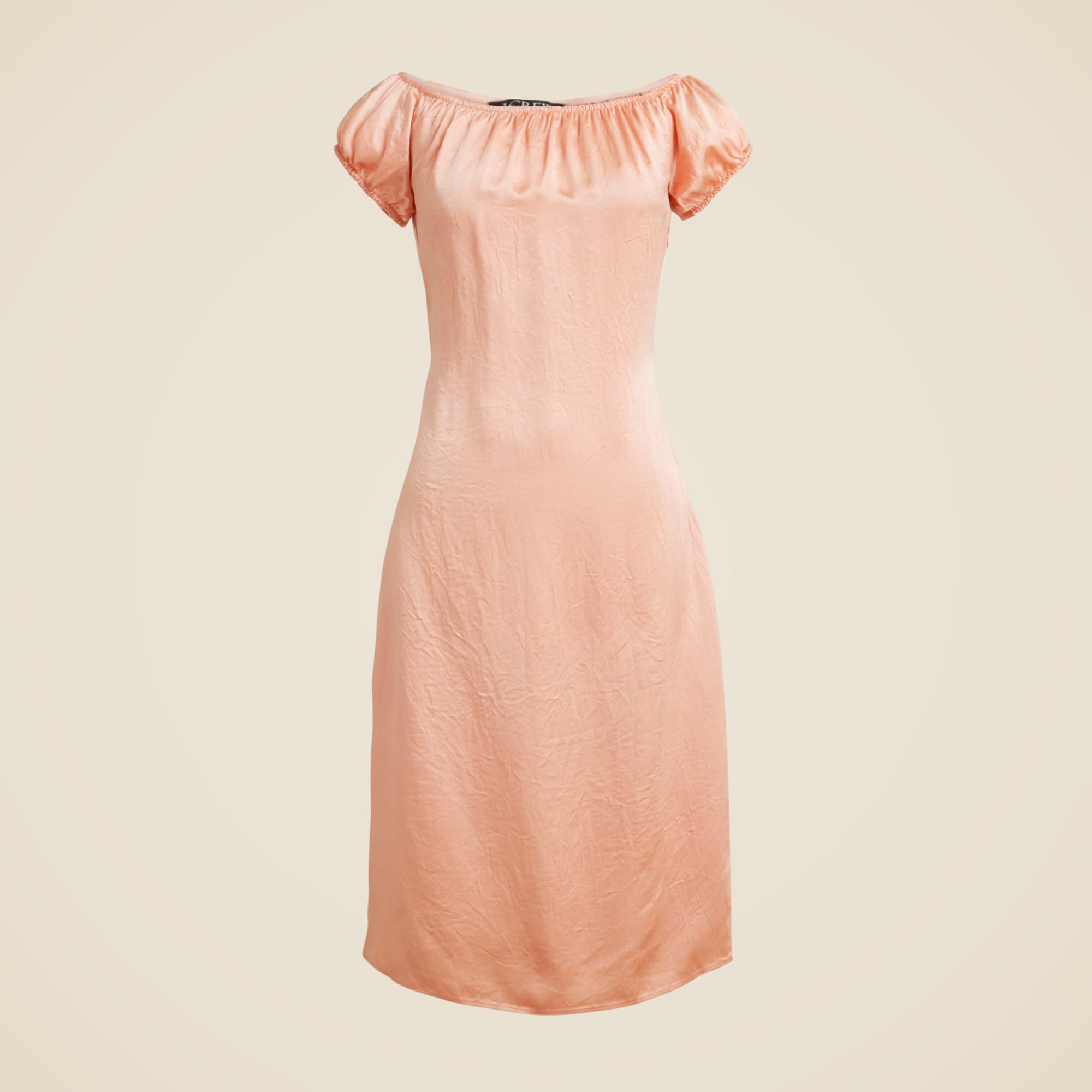 Off-the-shoulder slip dress in textured satin