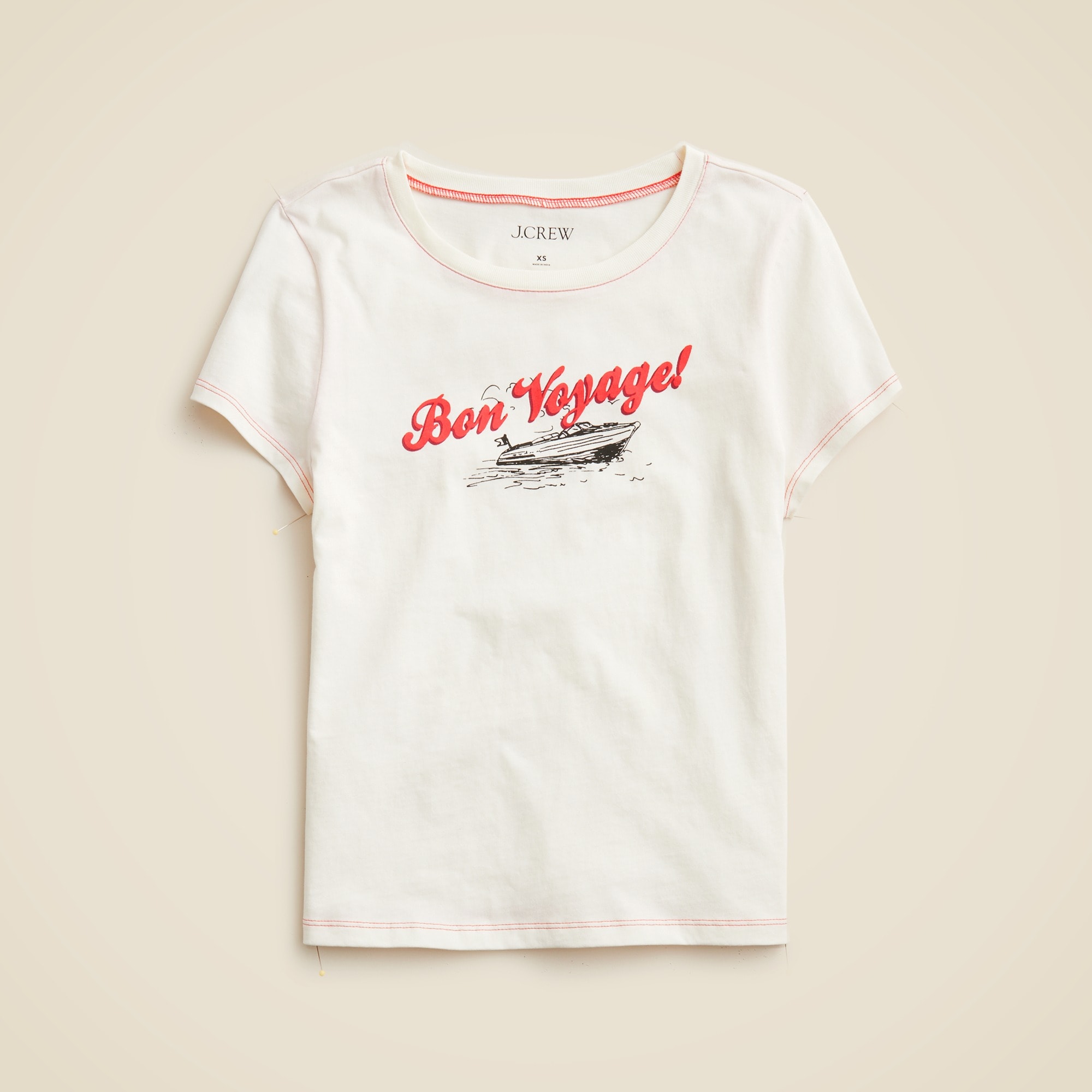 Shrunken-fit "Bon voyage" graphic T-shirt