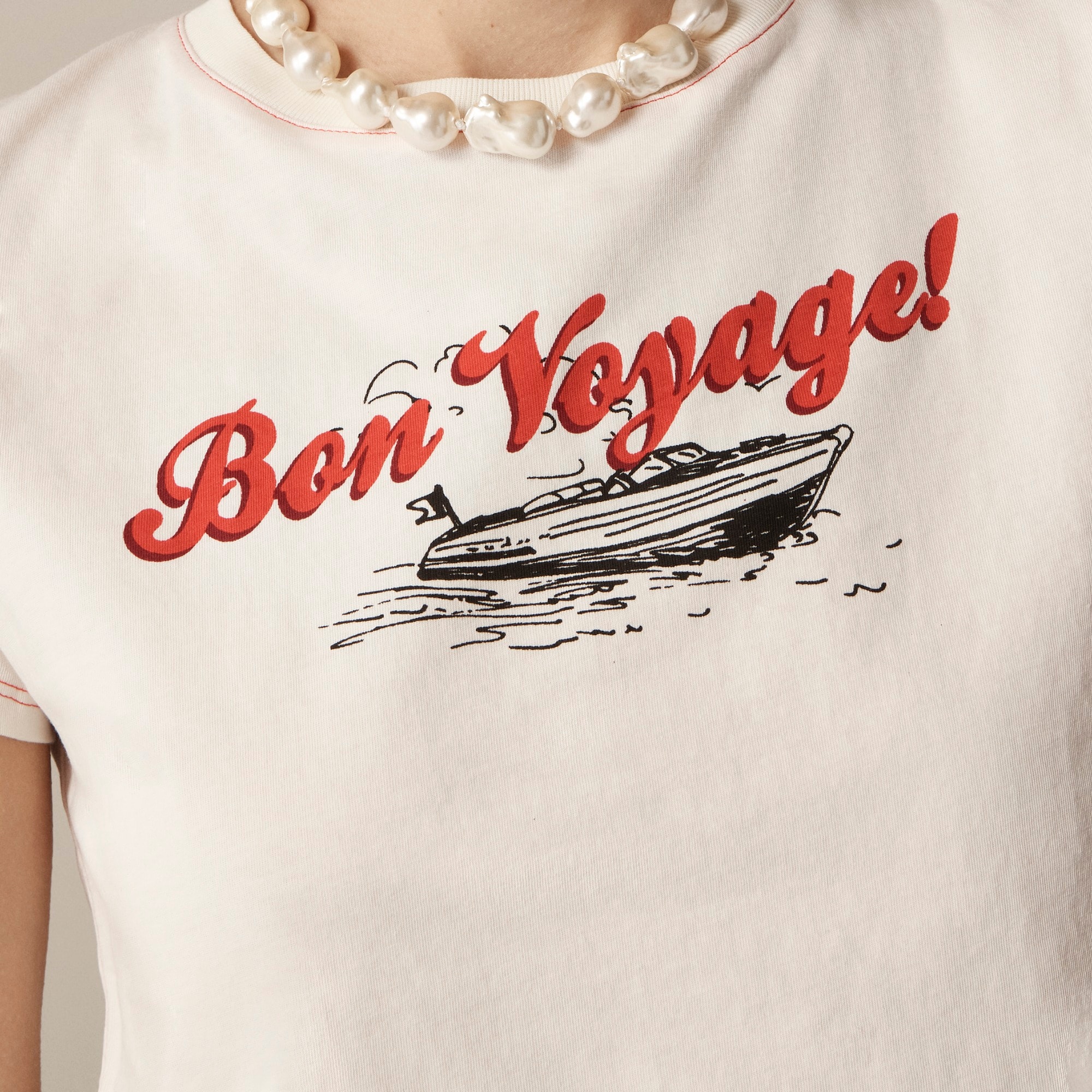 Shrunken-fit "Bon voyage" graphic T-shirt