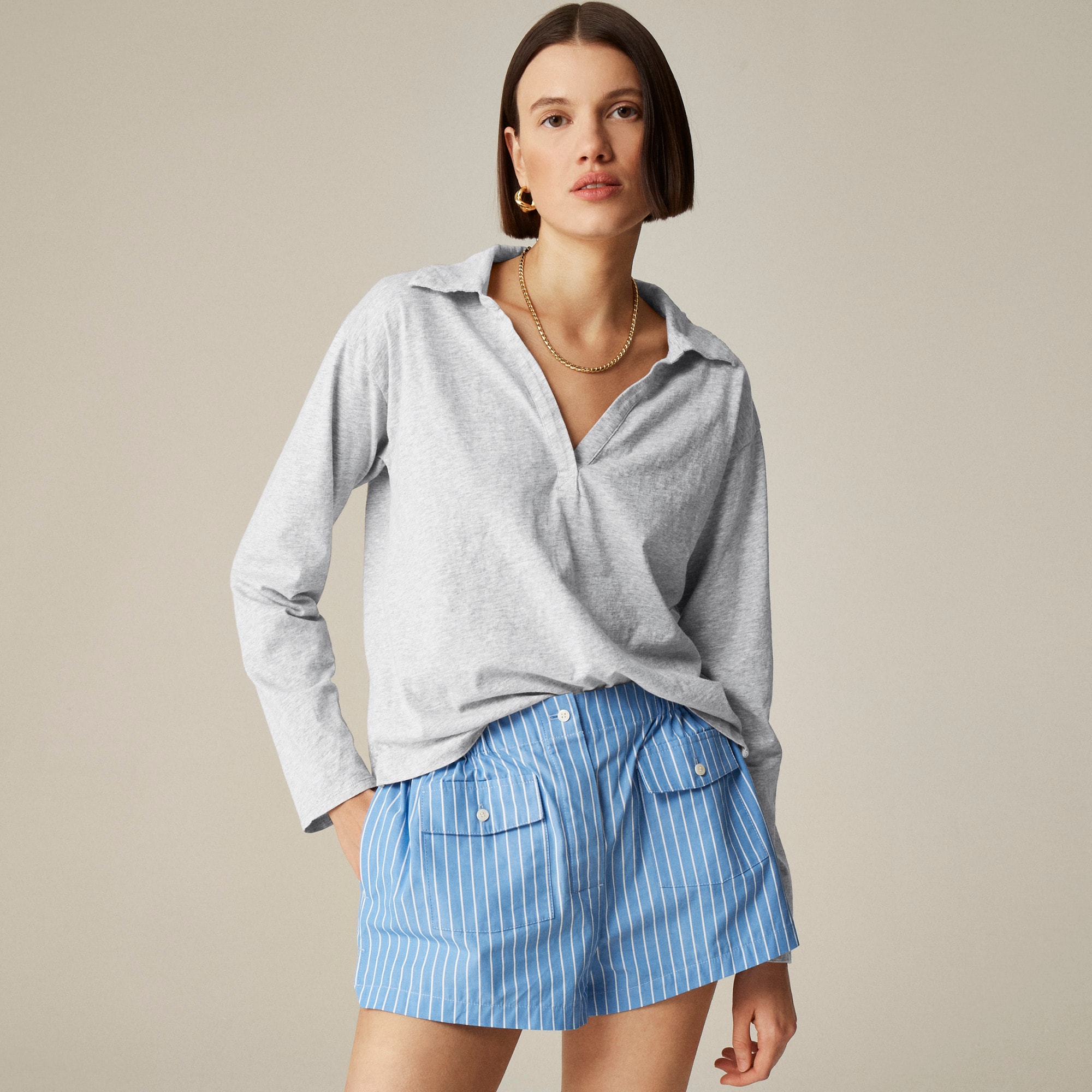 womens Vintage jersey johnny-collar shirt