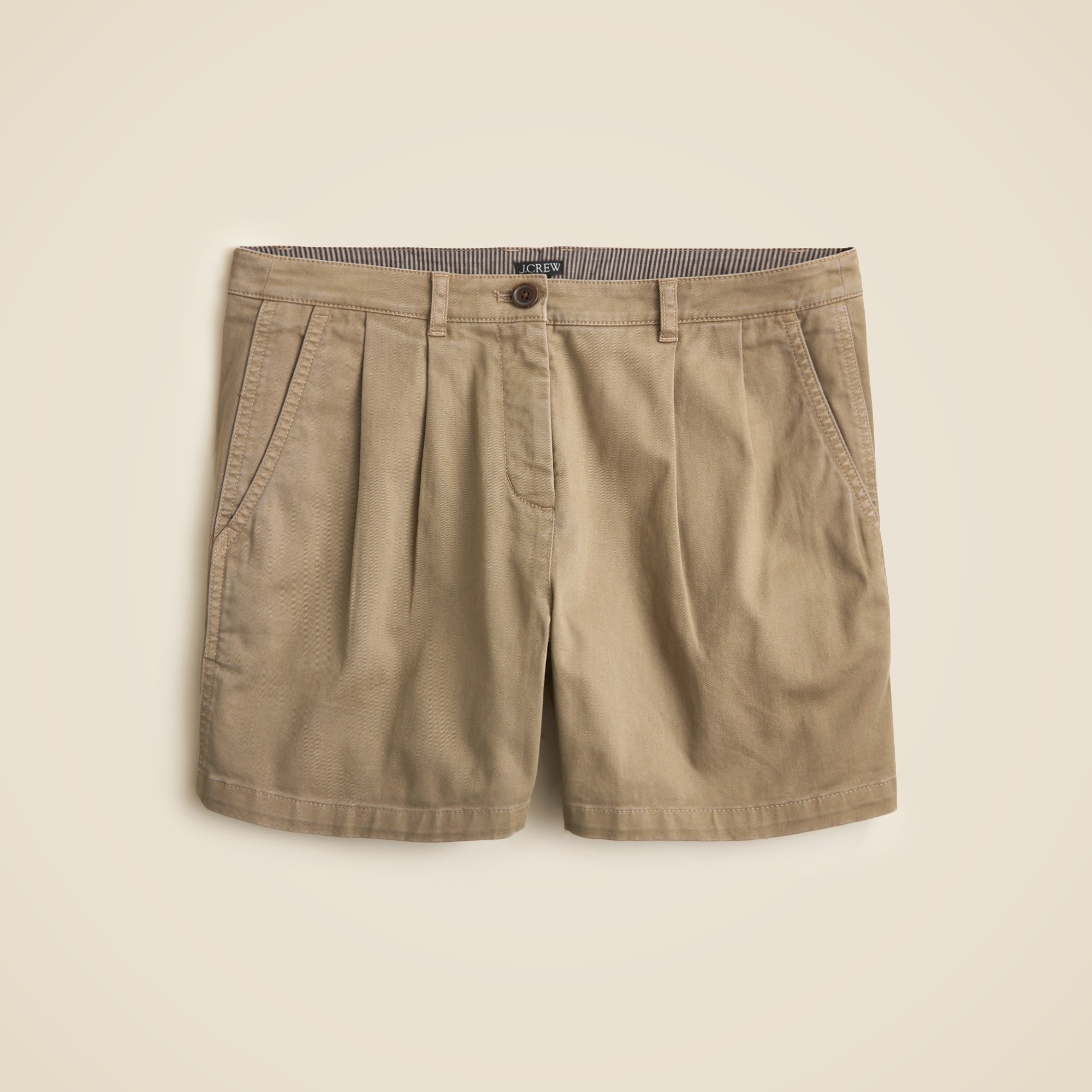 womens 5&quot; pleated heritage chino short