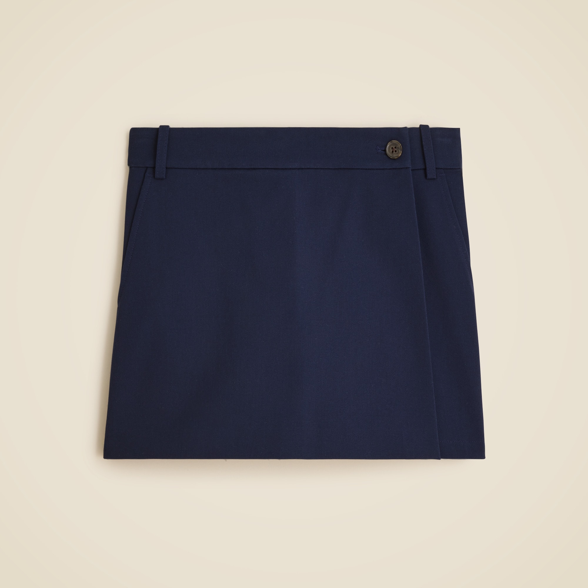  Wrap-front skort in bi-stretch cotton blend