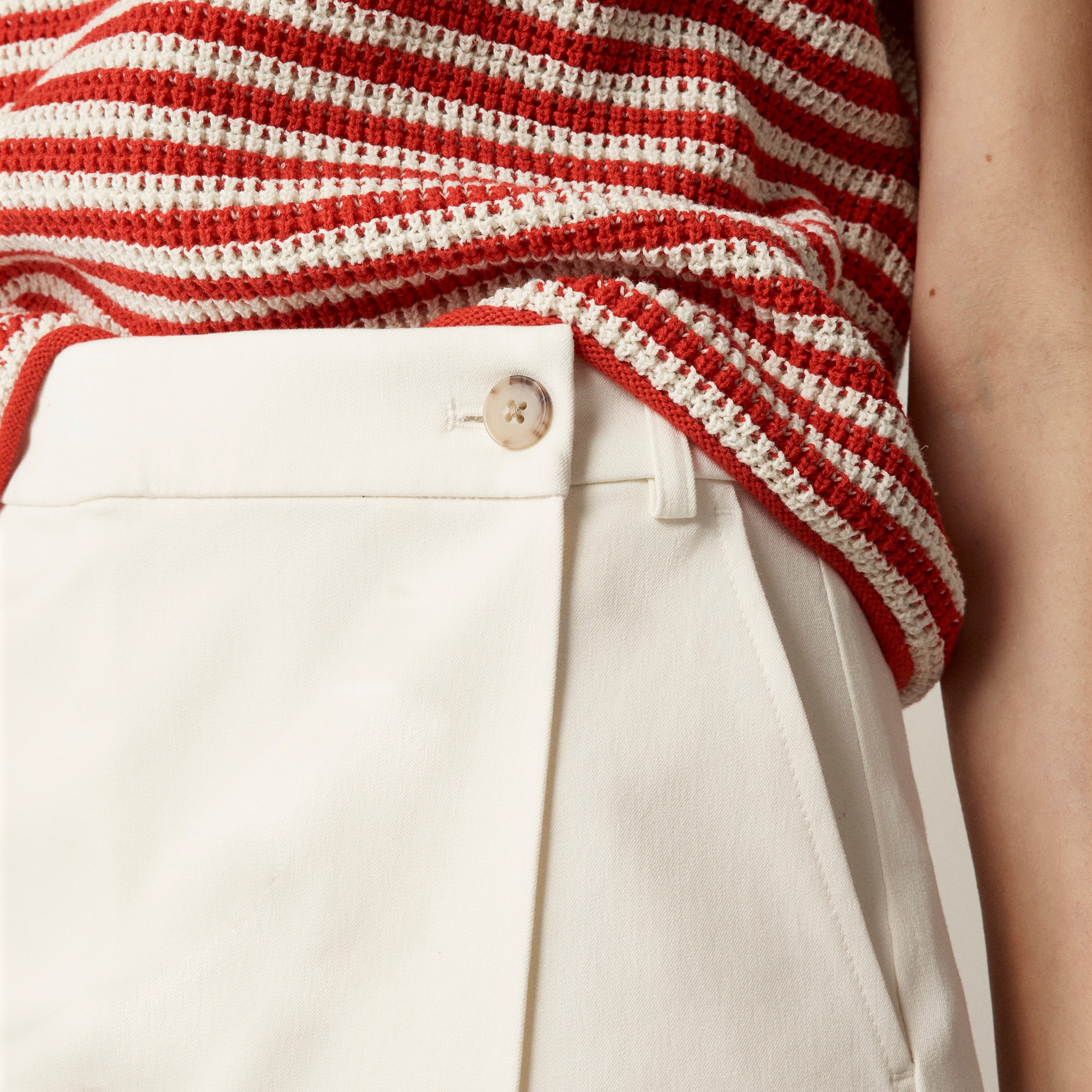 Wrap-front skort in bi-stretch cotton blend