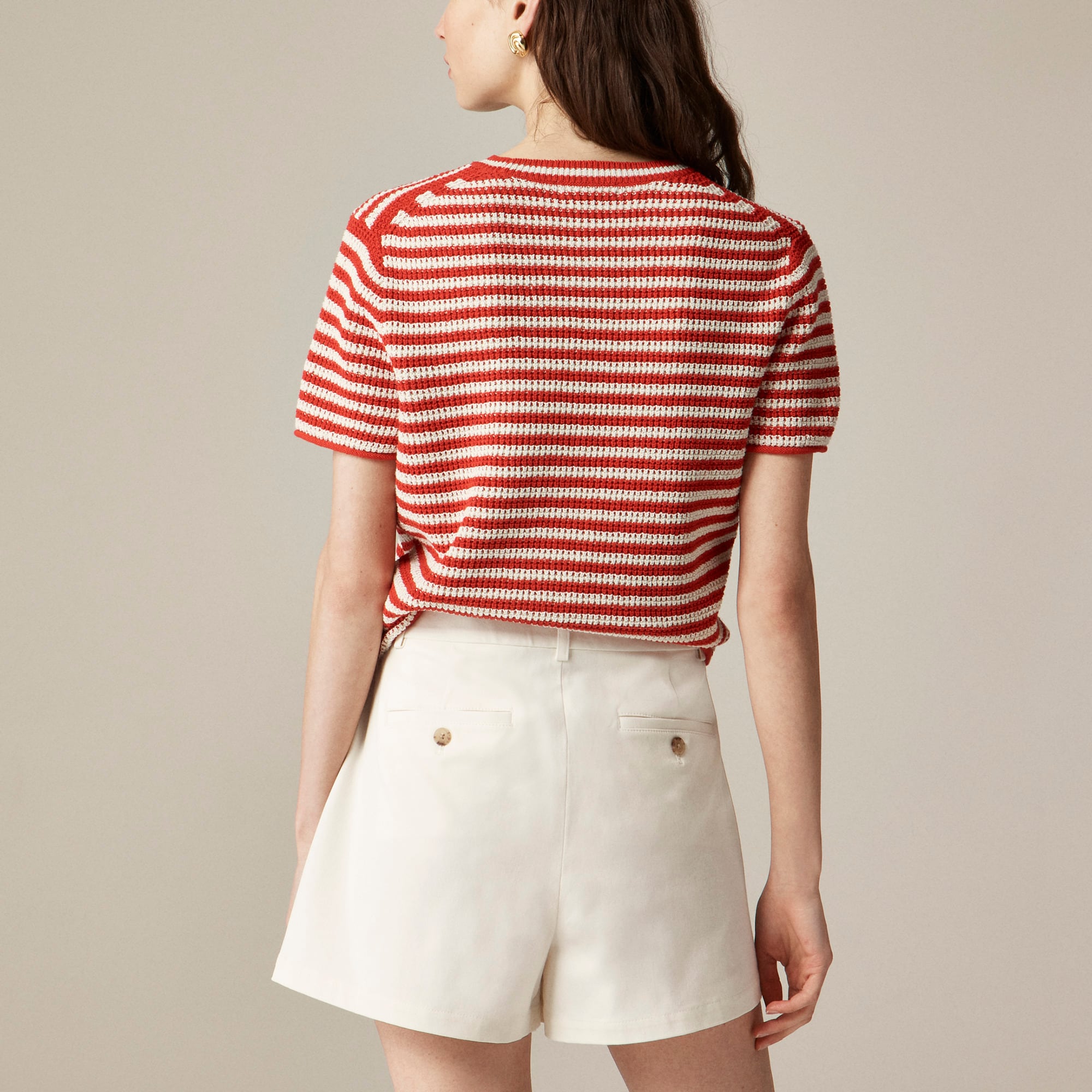 Wrap-front skort in bi-stretch cotton blend