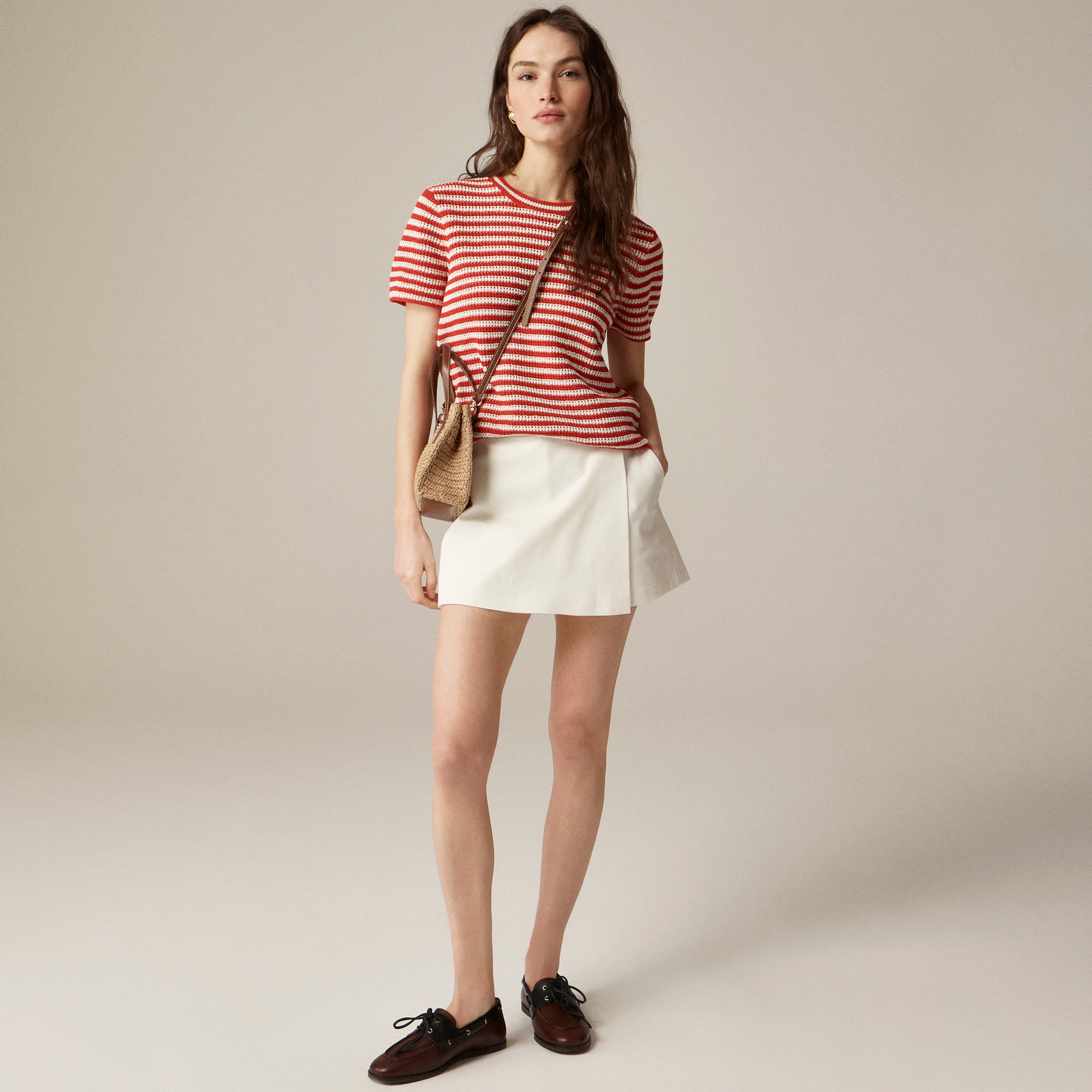 womens Wrap-front skort in bi-stretch cotton blend