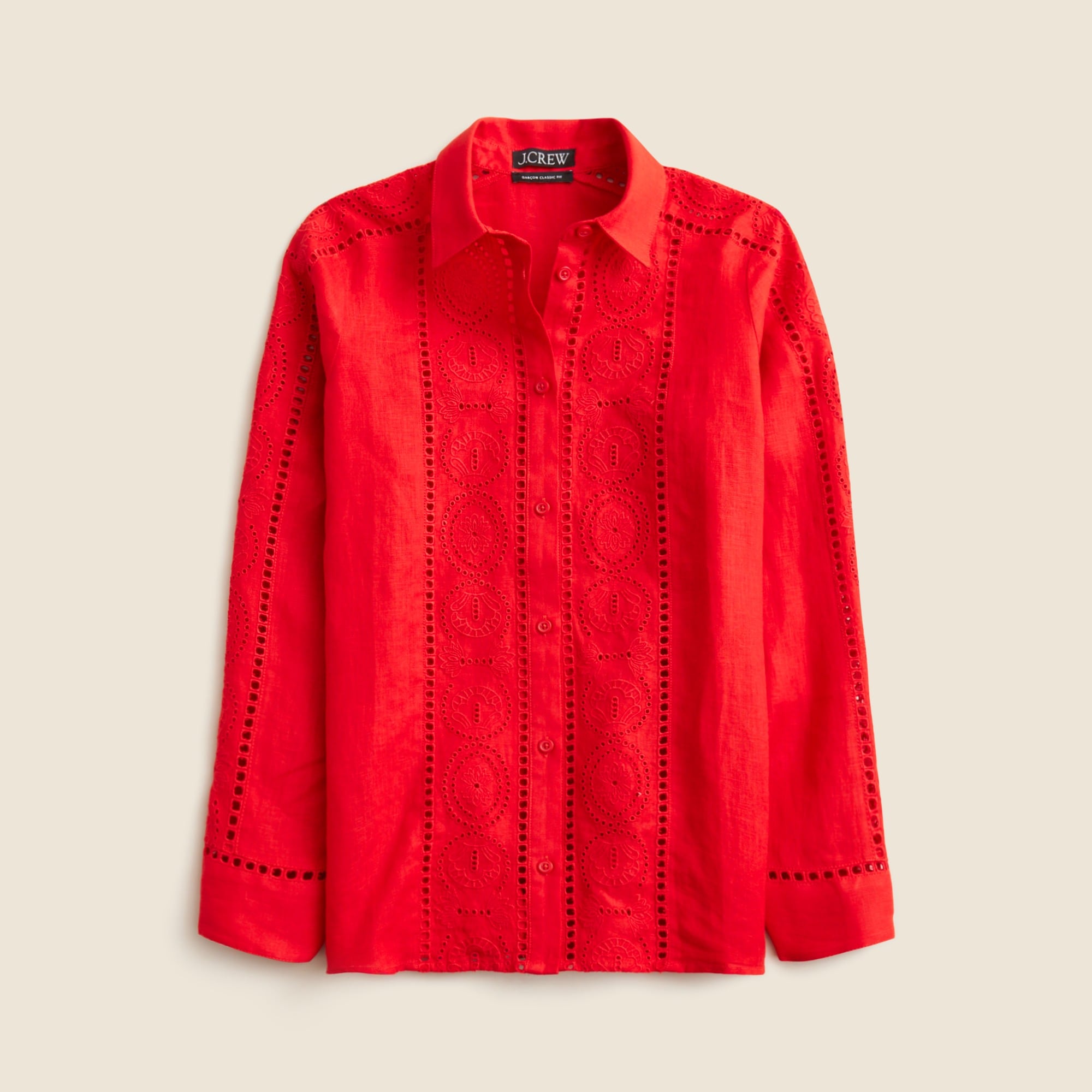 womens Gar&ccedil;on classic shirt in eyelet linen