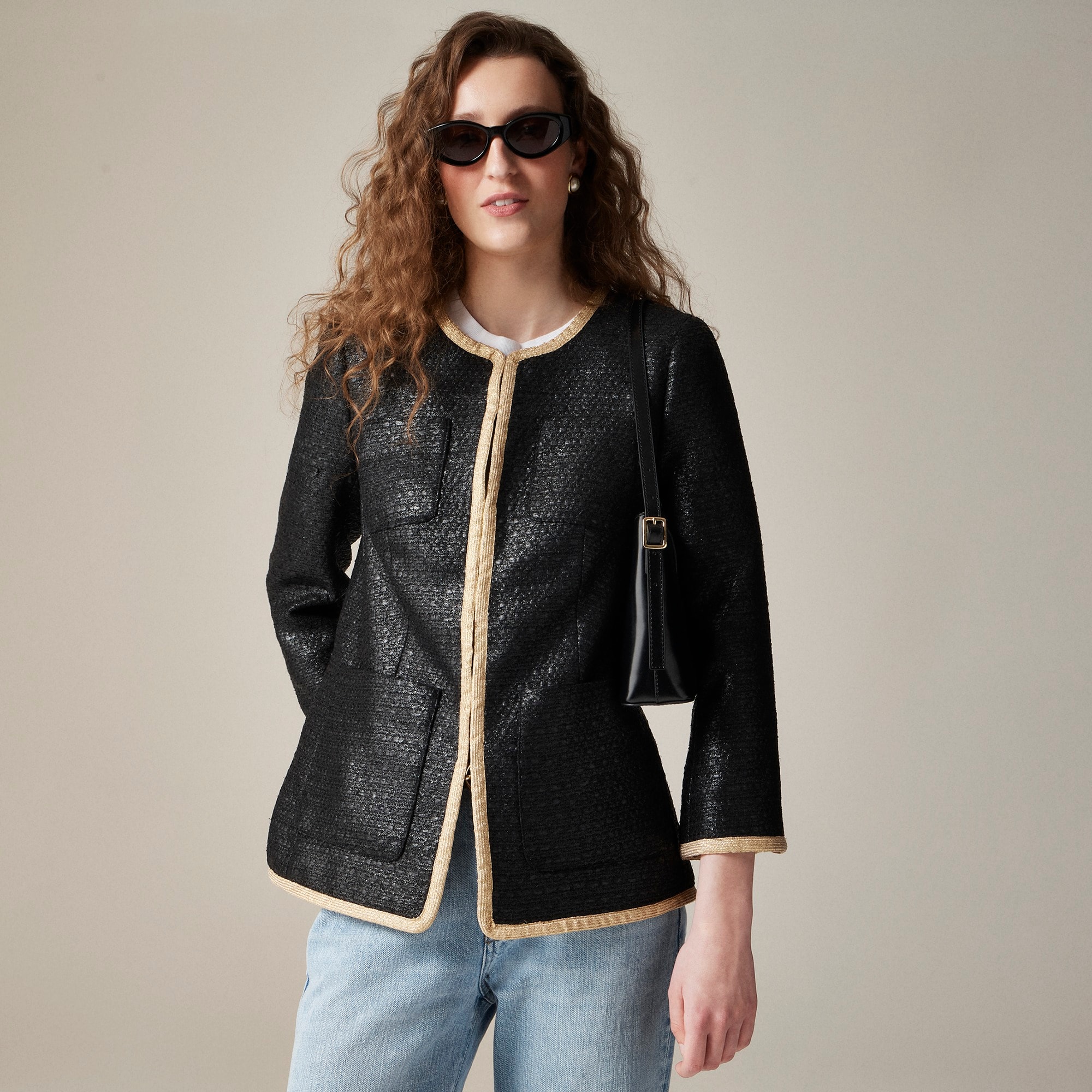 J.Crew: Lacquered Tweed Jacket For Women