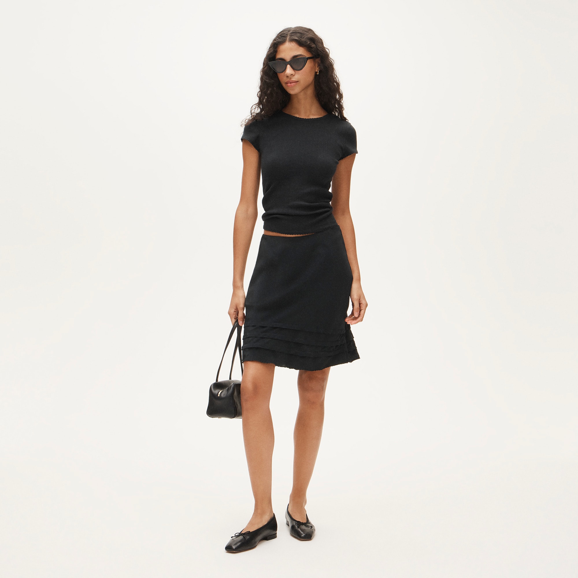 Pointelle short-sleeve T-shirt