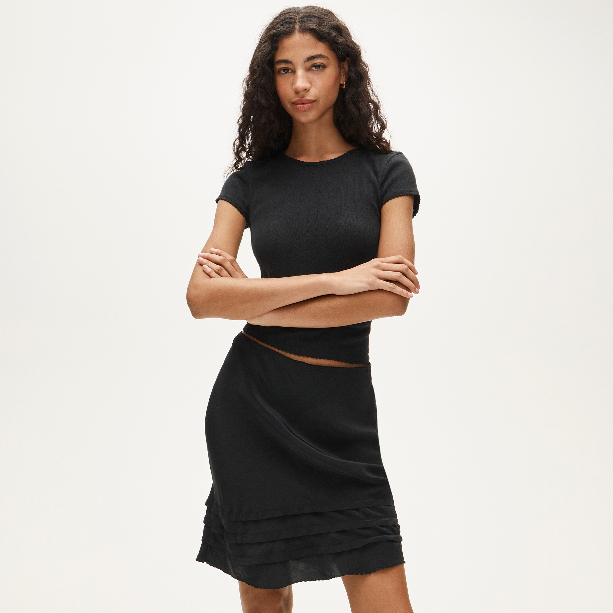 Pointelle short-sleeve T-shirt