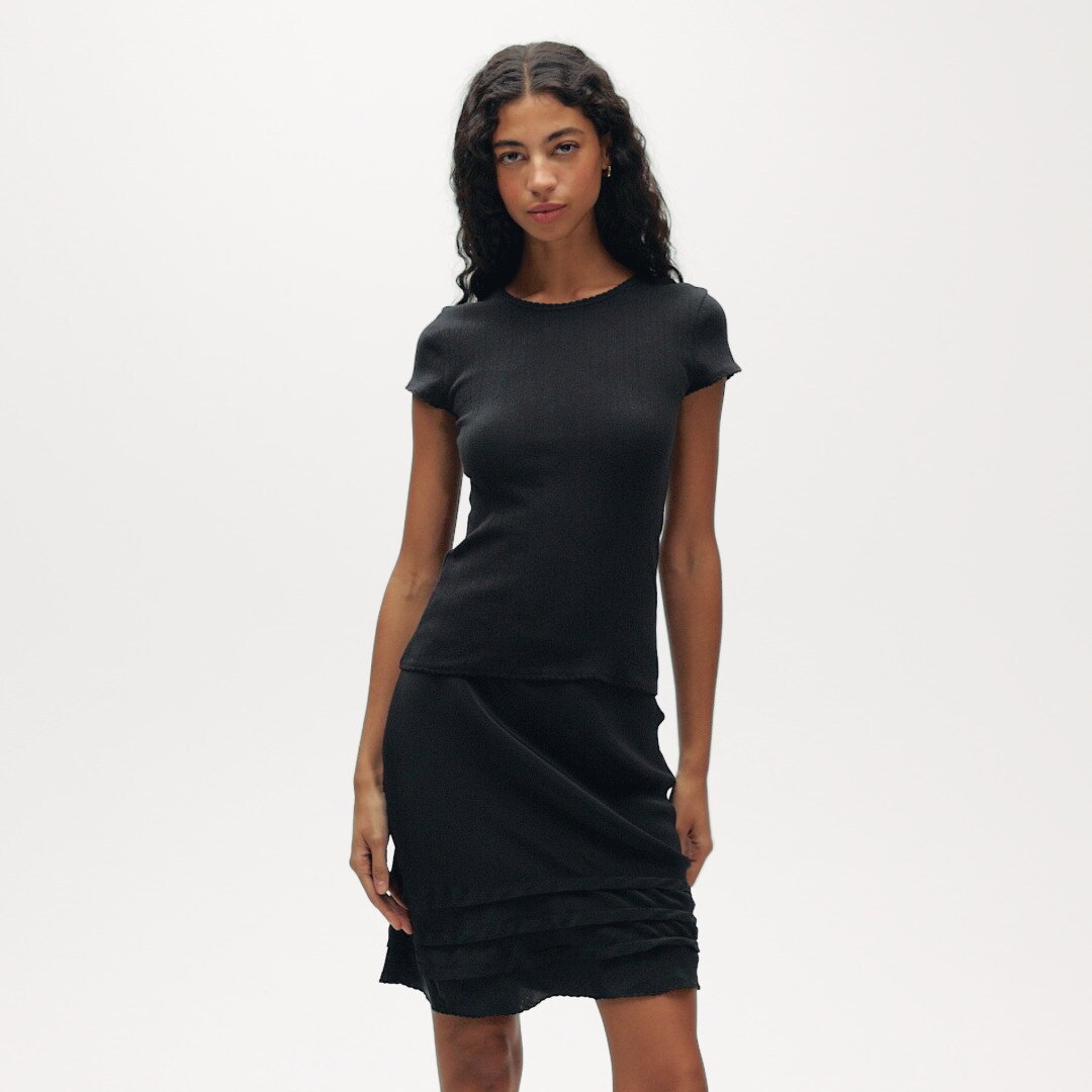 Pointelle short-sleeve T-shirt