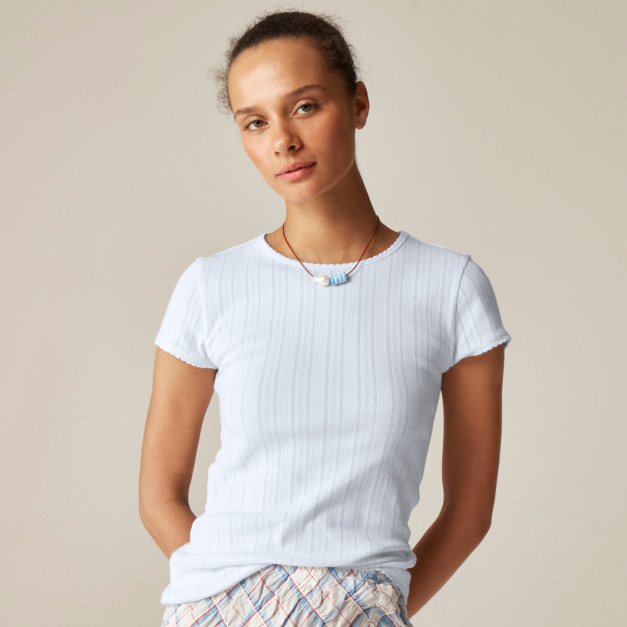 womens Pointelle short-sleeve T-shirt