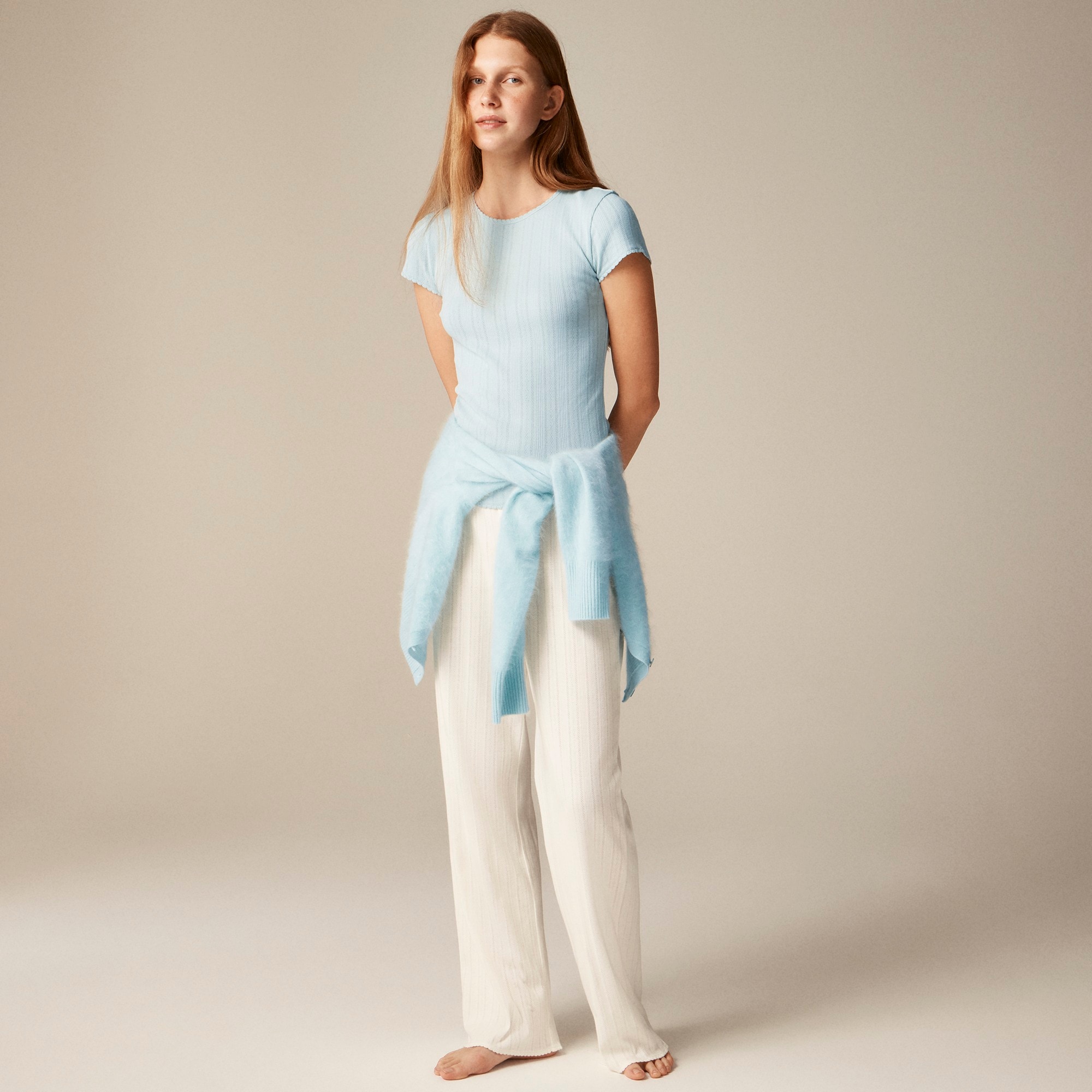 Pointelle short-sleeve T-shirt