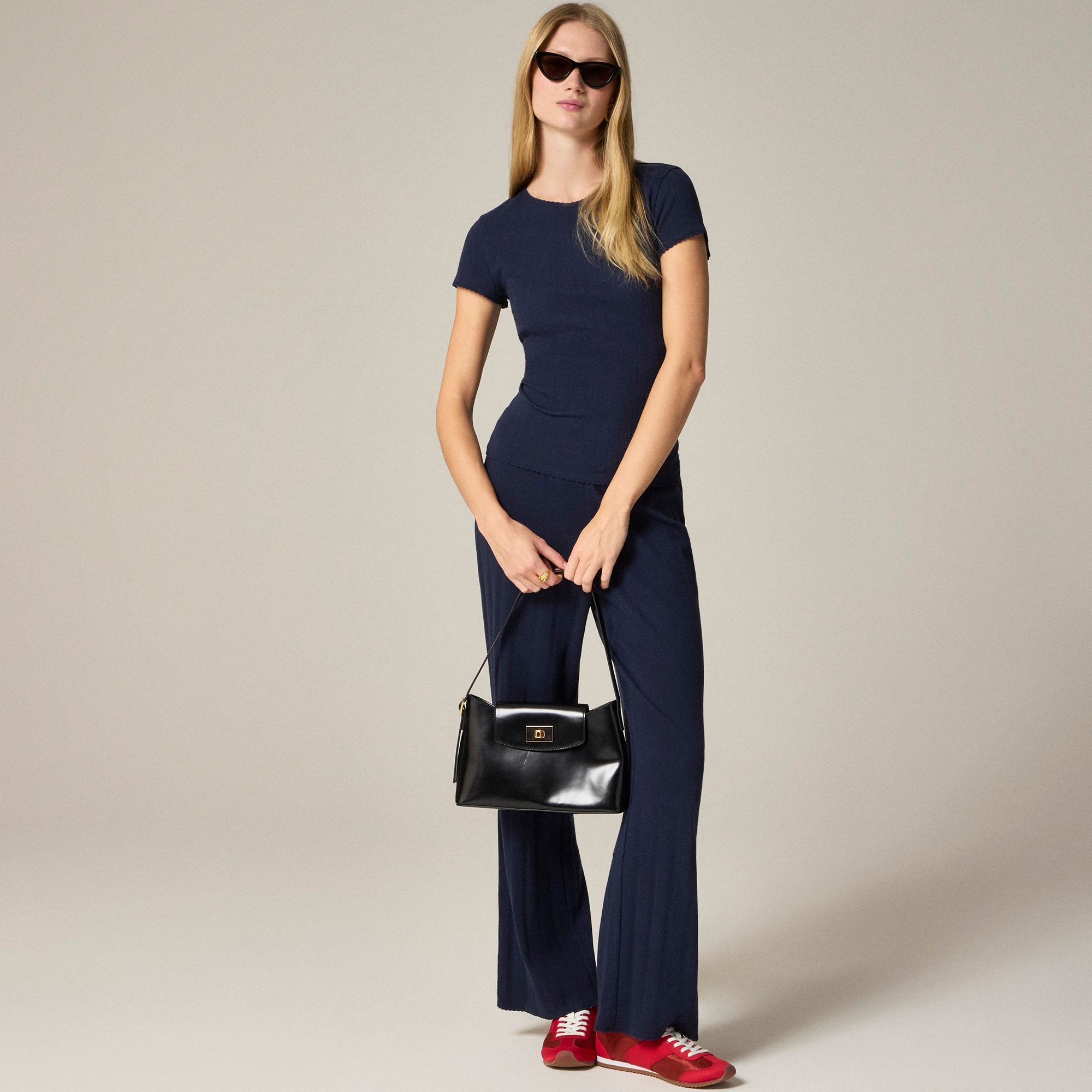 Pointelle short-sleeve T-shirt