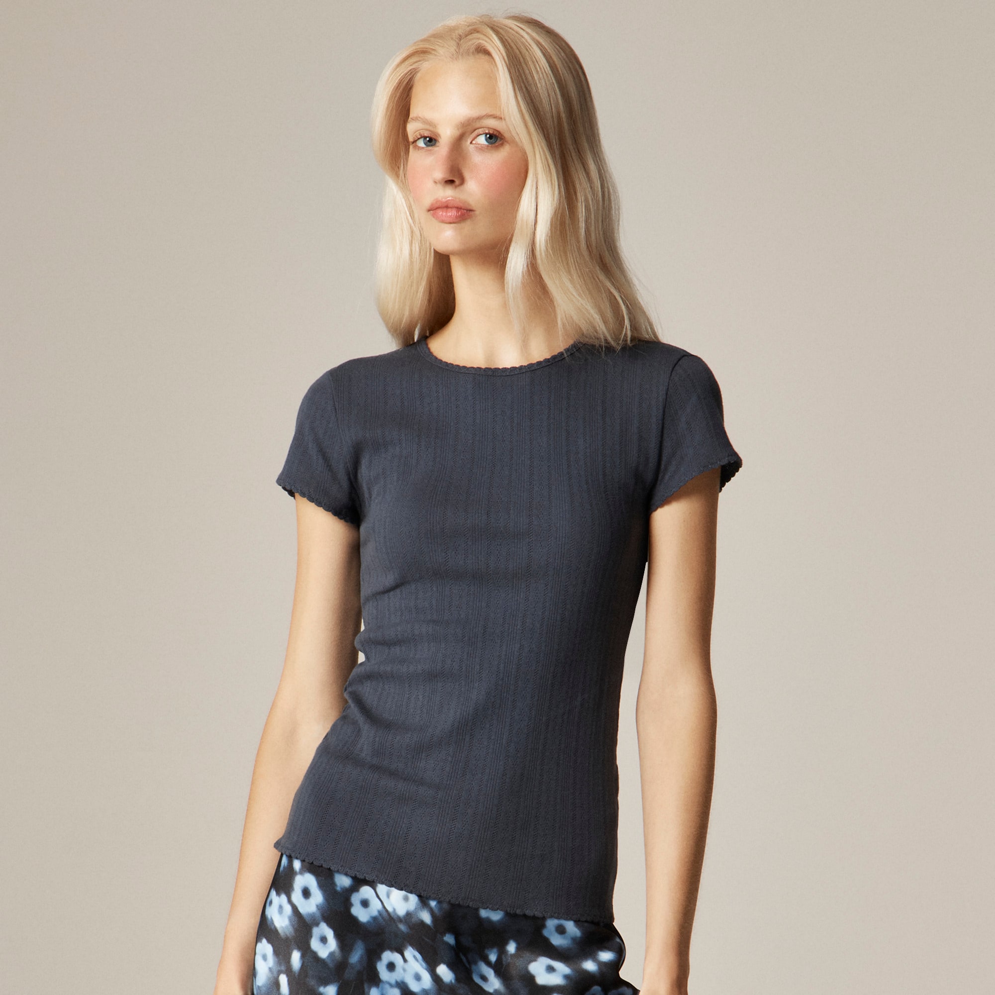 Pointelle short-sleeve T-shirt