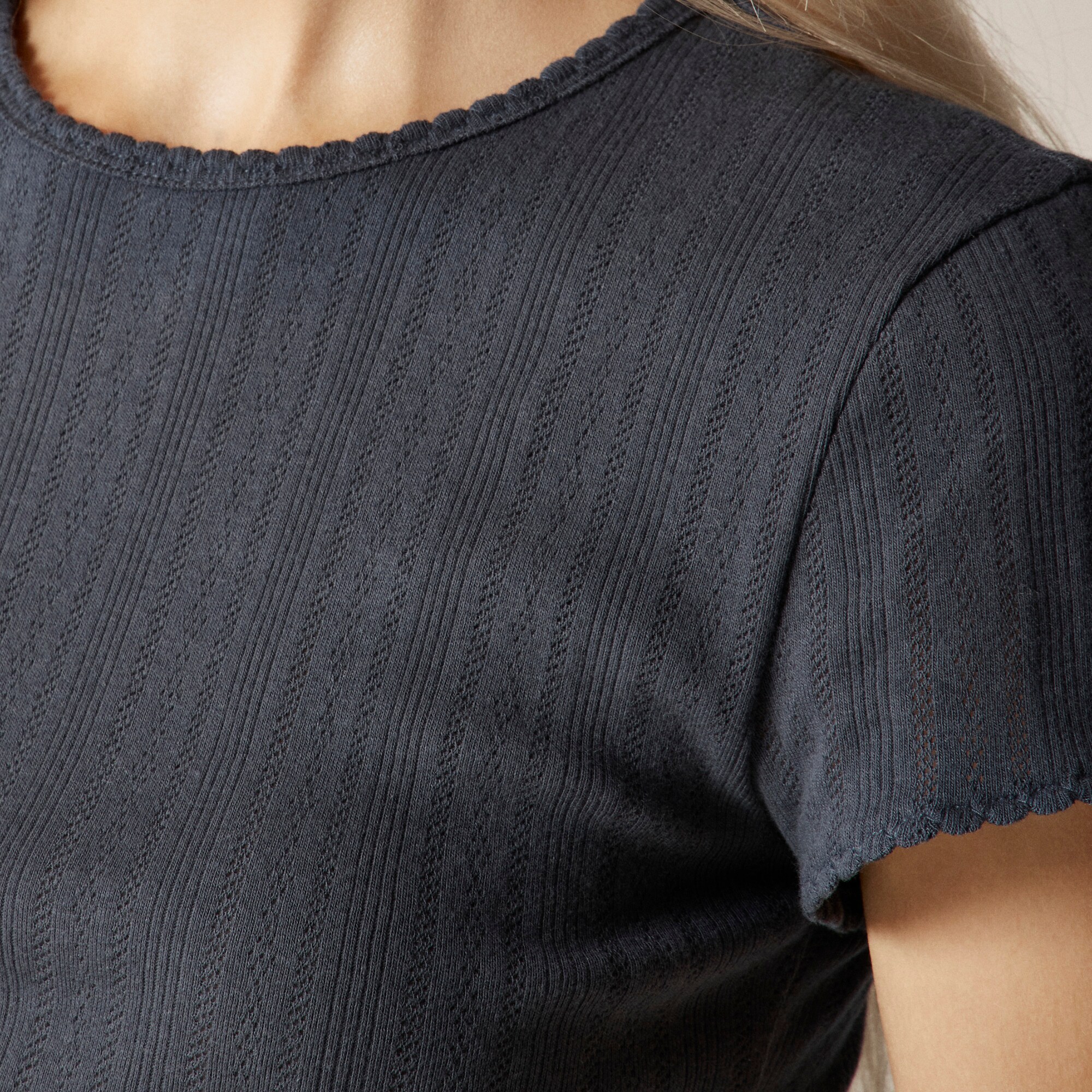 Pointelle short-sleeve T-shirt