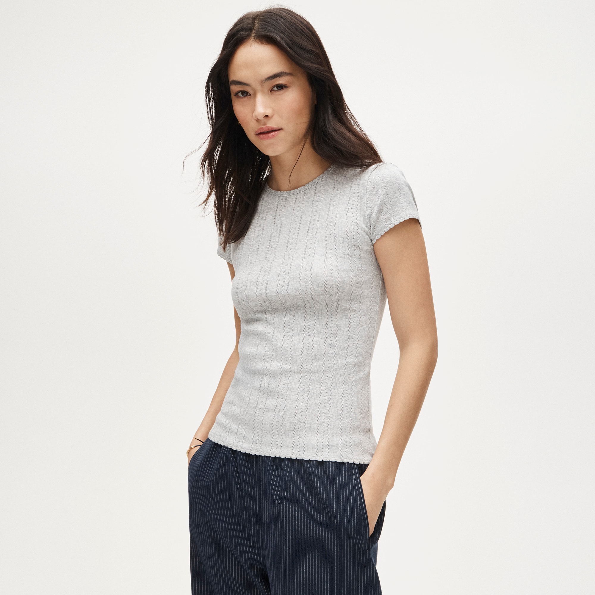 Pointelle short-sleeve T-shirt
