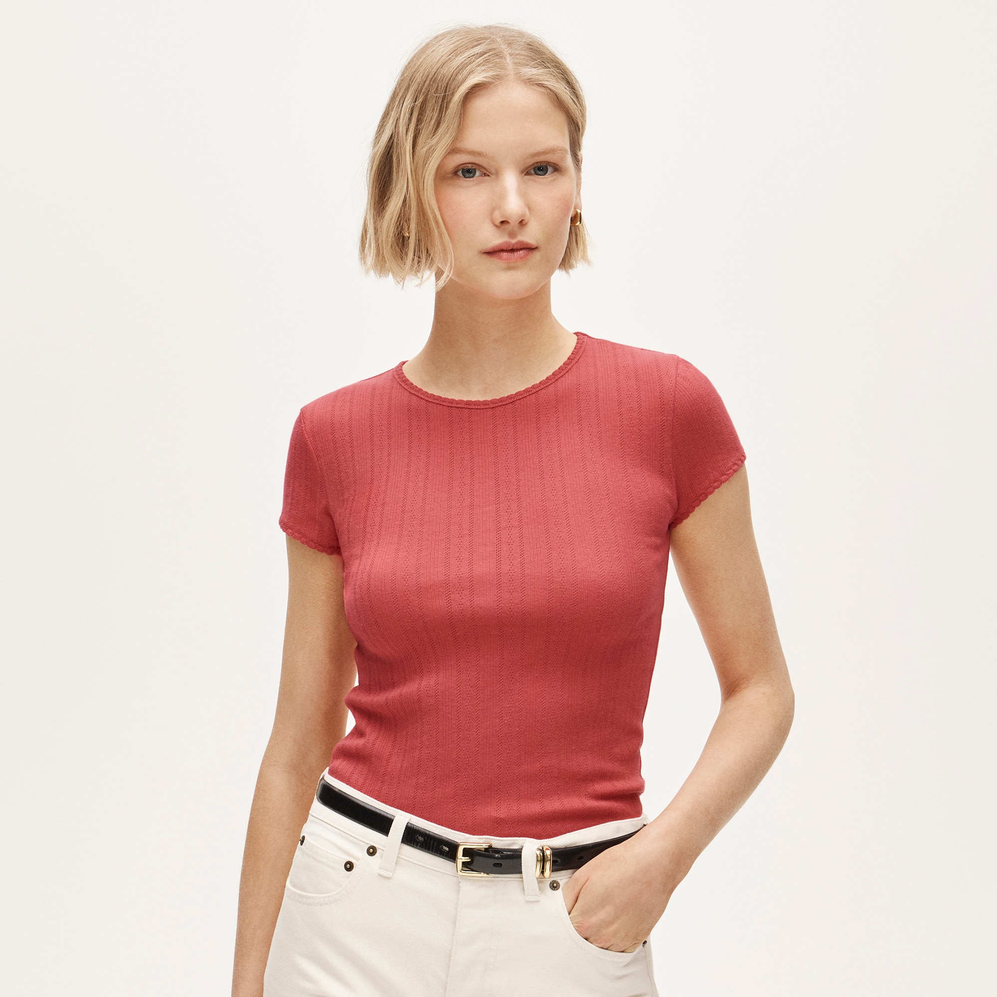 Pointelle short-sleeve T-shirt - image 2