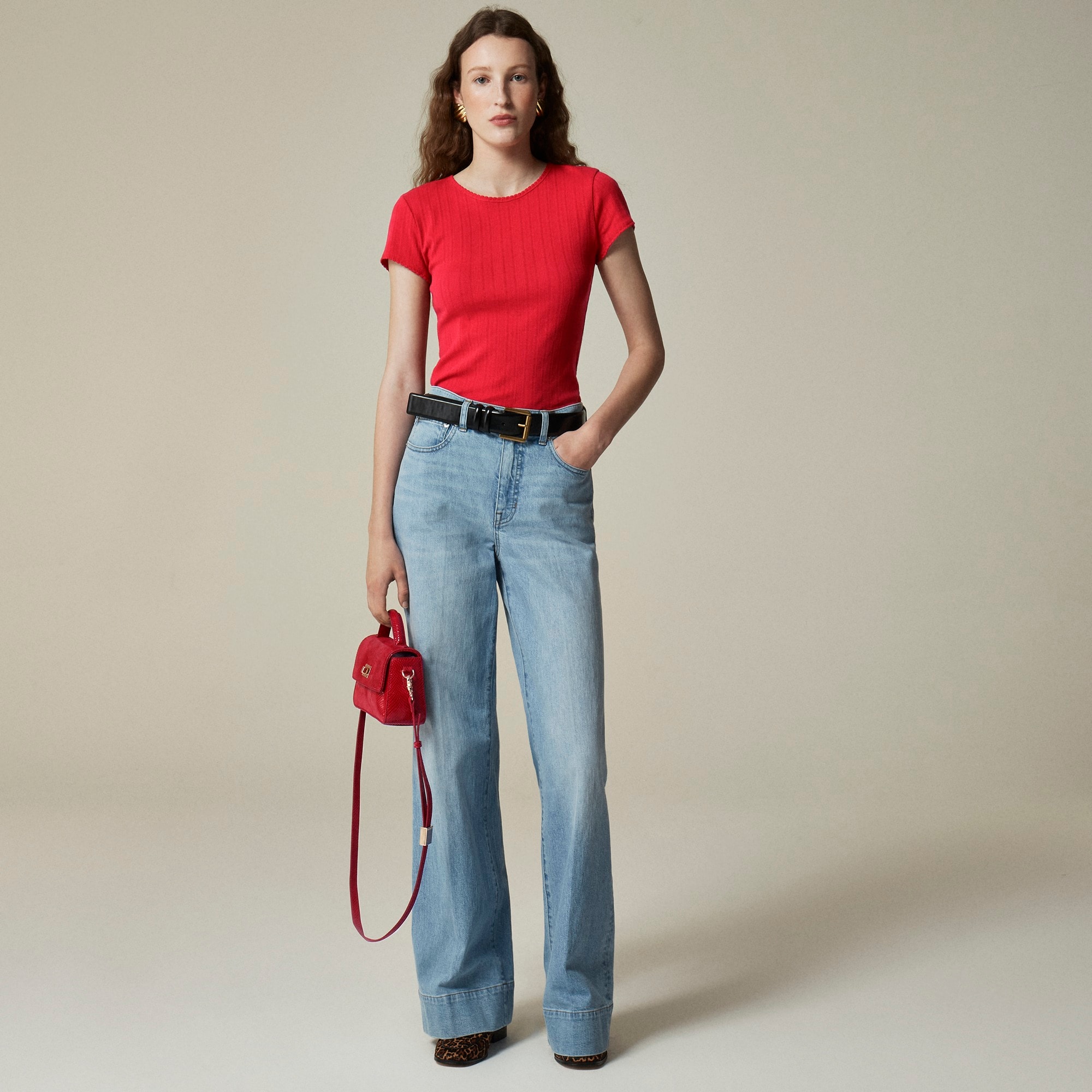 Pointelle short-sleeve T-shirt