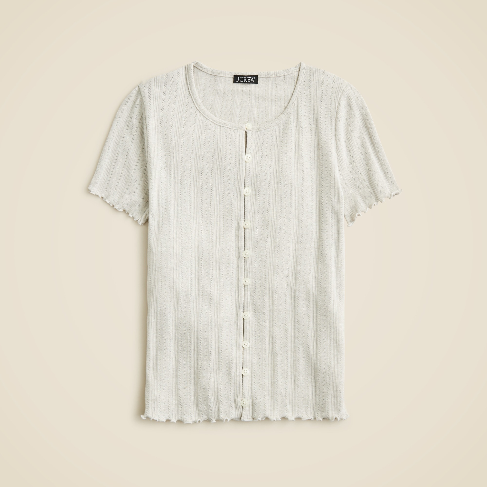 womens Pointelle short-sleeve knit cardigan