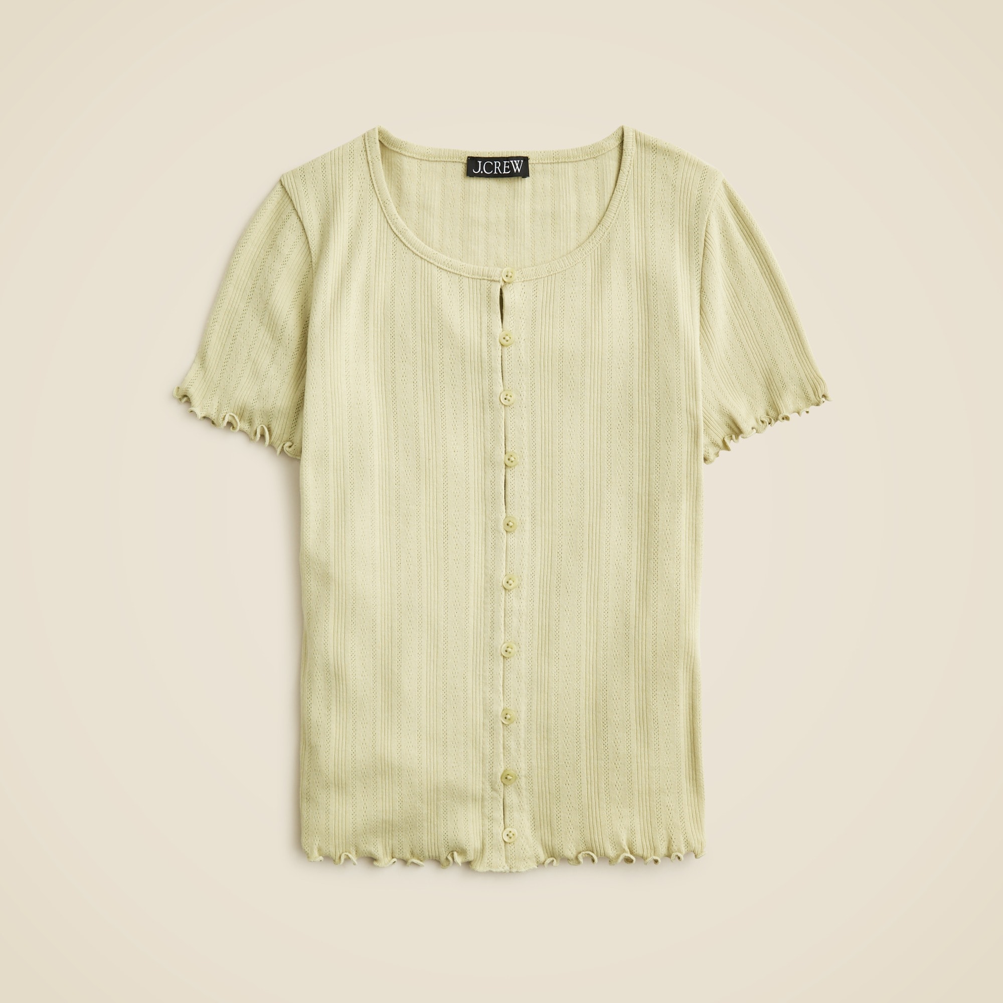 womens Pointelle short-sleeve knit cardigan