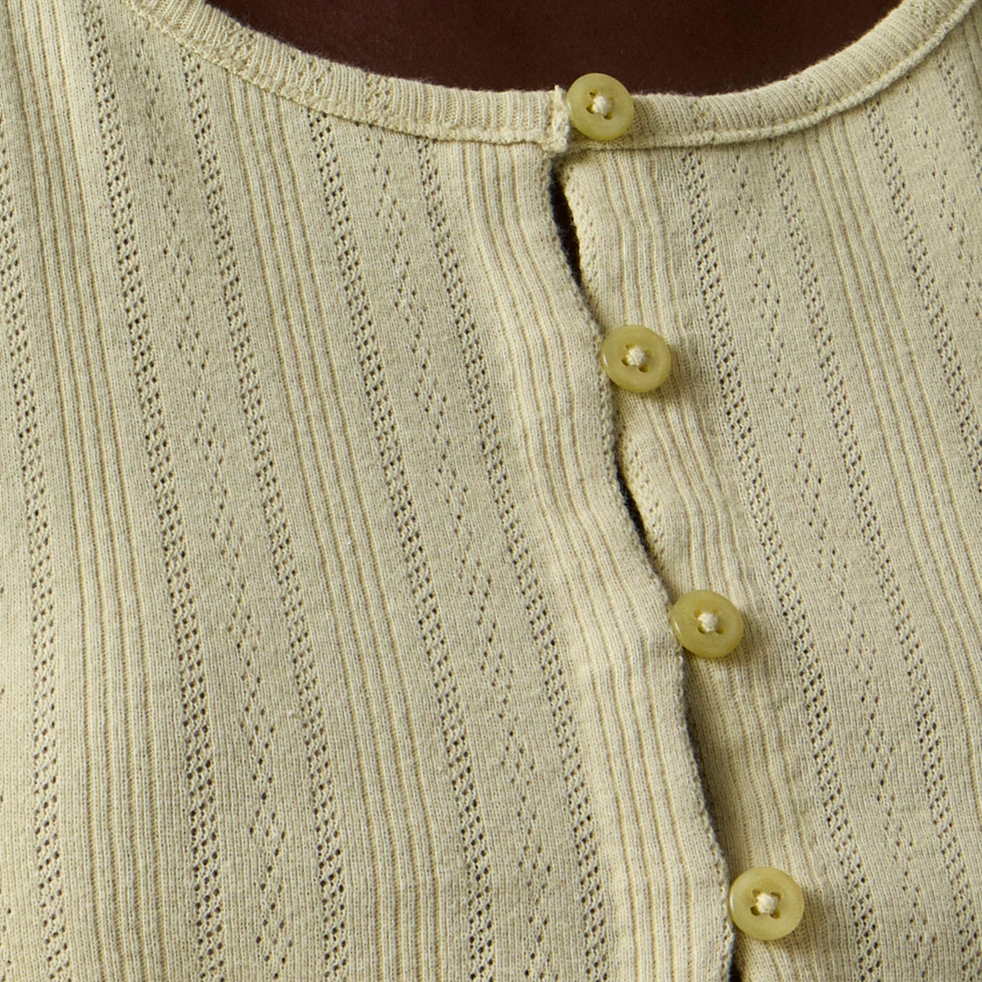 Pointelle short-sleeve knit cardigan