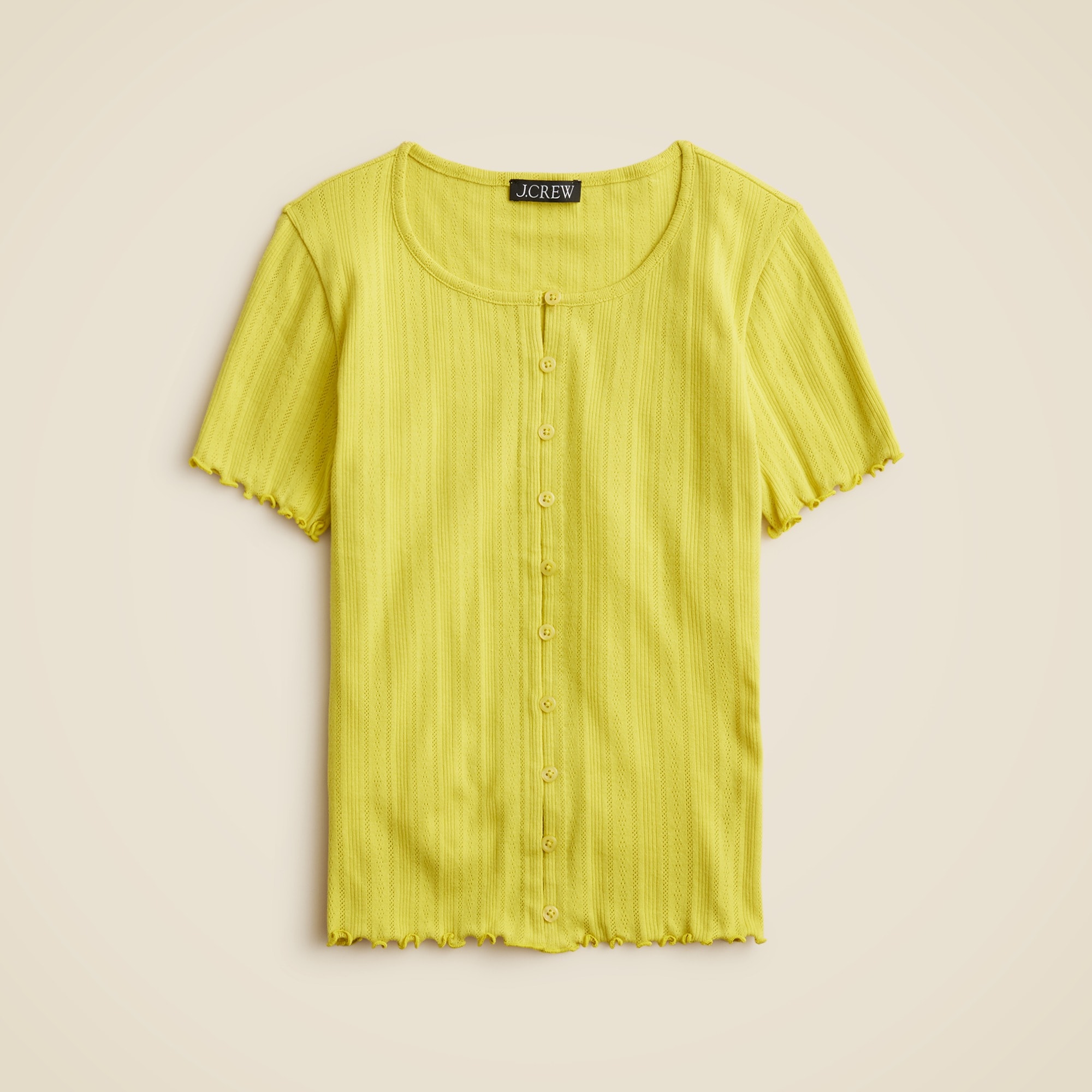 womens Pointelle short-sleeve knit cardigan