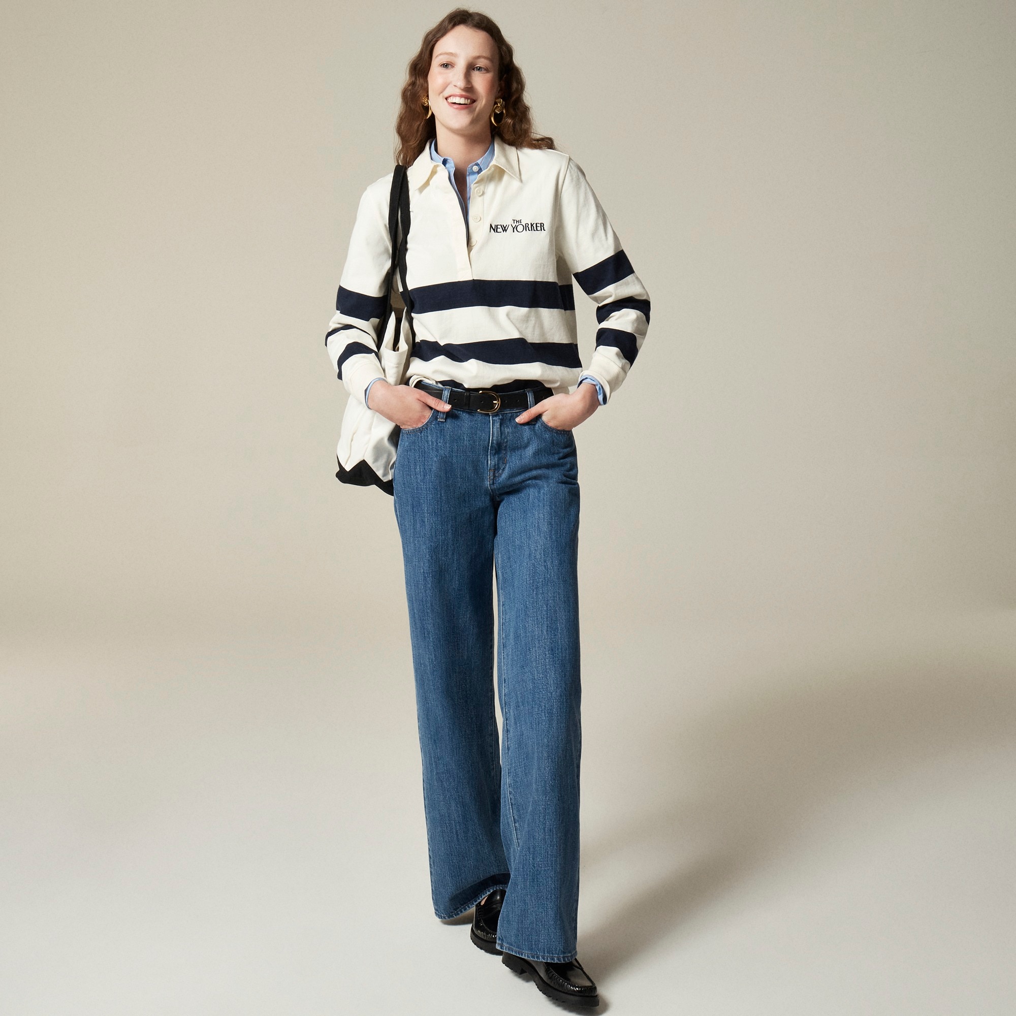 Limited-edition The New Yorker X J.Crew mariner cotton relaxed rugby T-shirt