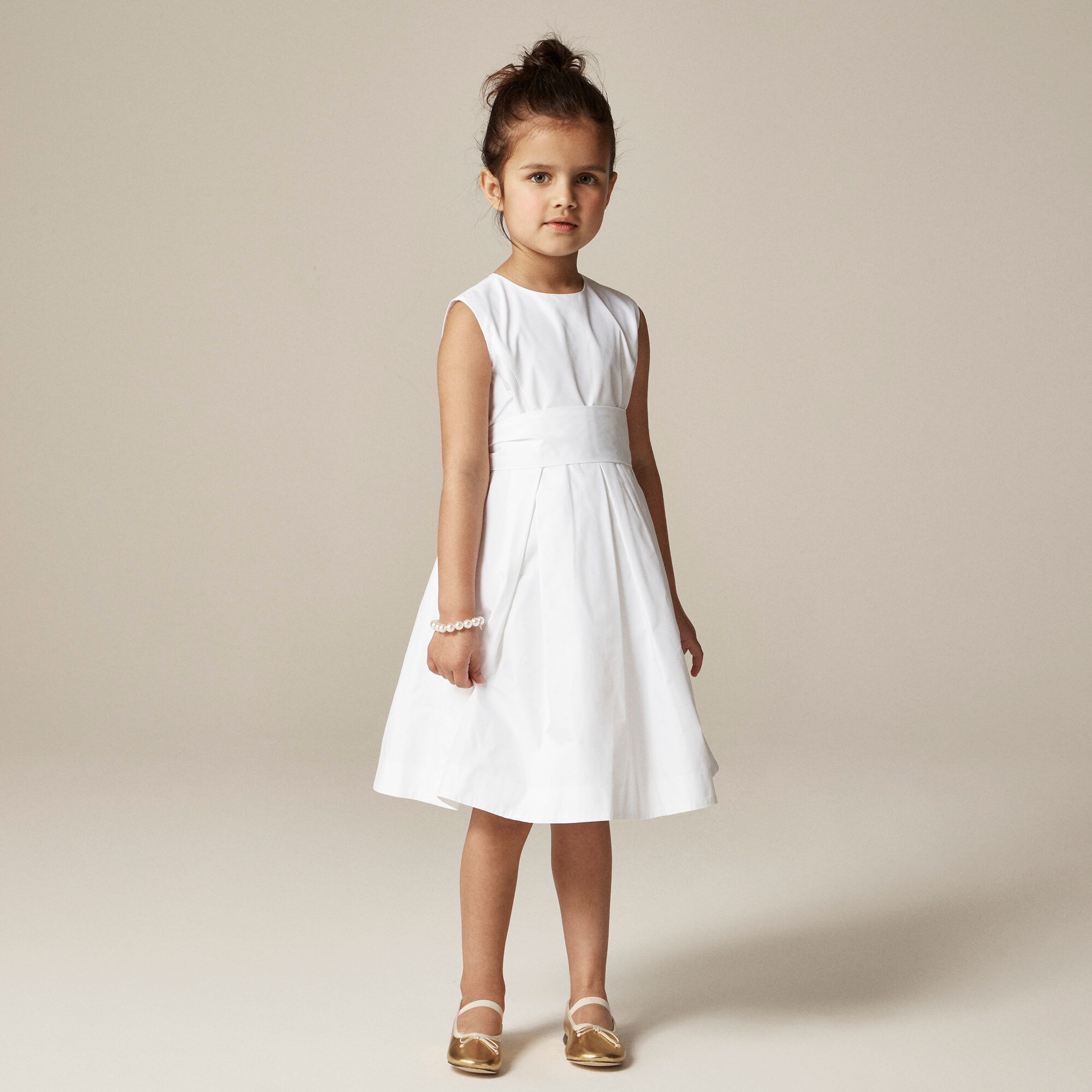  Girls' pleated bow dress in taffeta