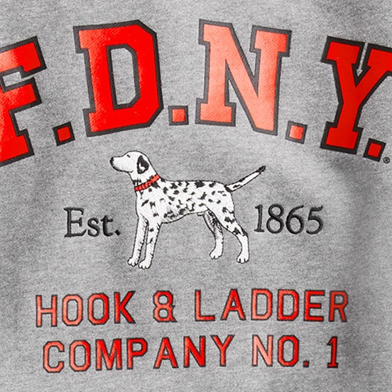Limited-edition Summit 11 oz. soft-knit fleece FDNY&reg; graphic sweatshirt FDNY DALMATION HTHR FLA limited-edition summit 11 oz. soft-knit fleece fdny&reg; graphic sweatshirt for men