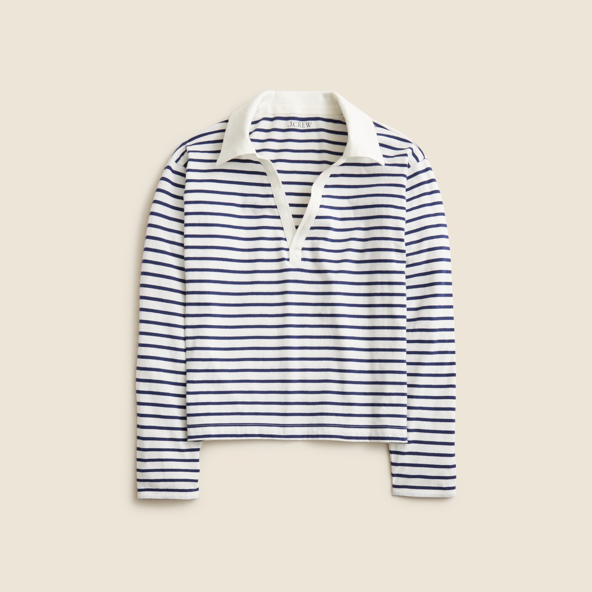 Vintage Jersey Johnny-collar Shirt In Stripe For Women | J.Crew