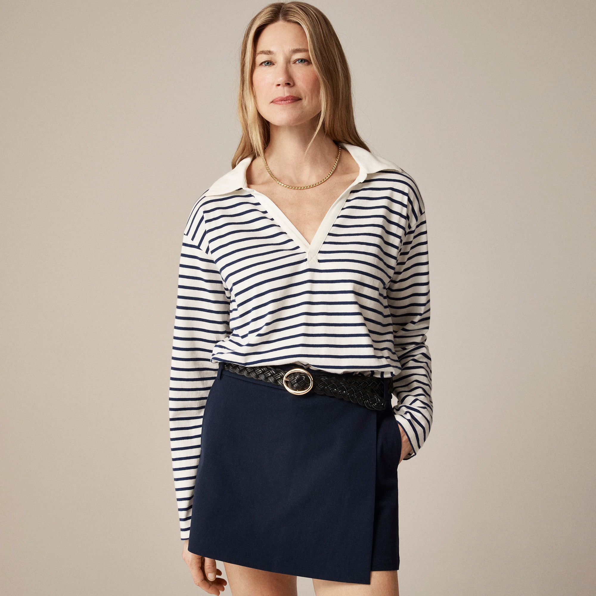 womens Vintage jersey johnny-collar shirt in stripe