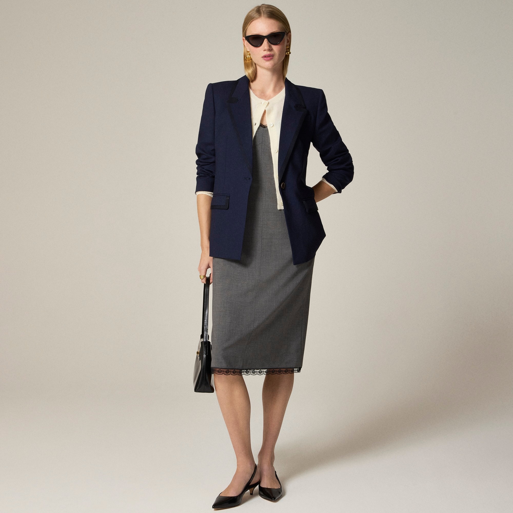 womens Vivienne blazer in Italian stretch merino wool blend