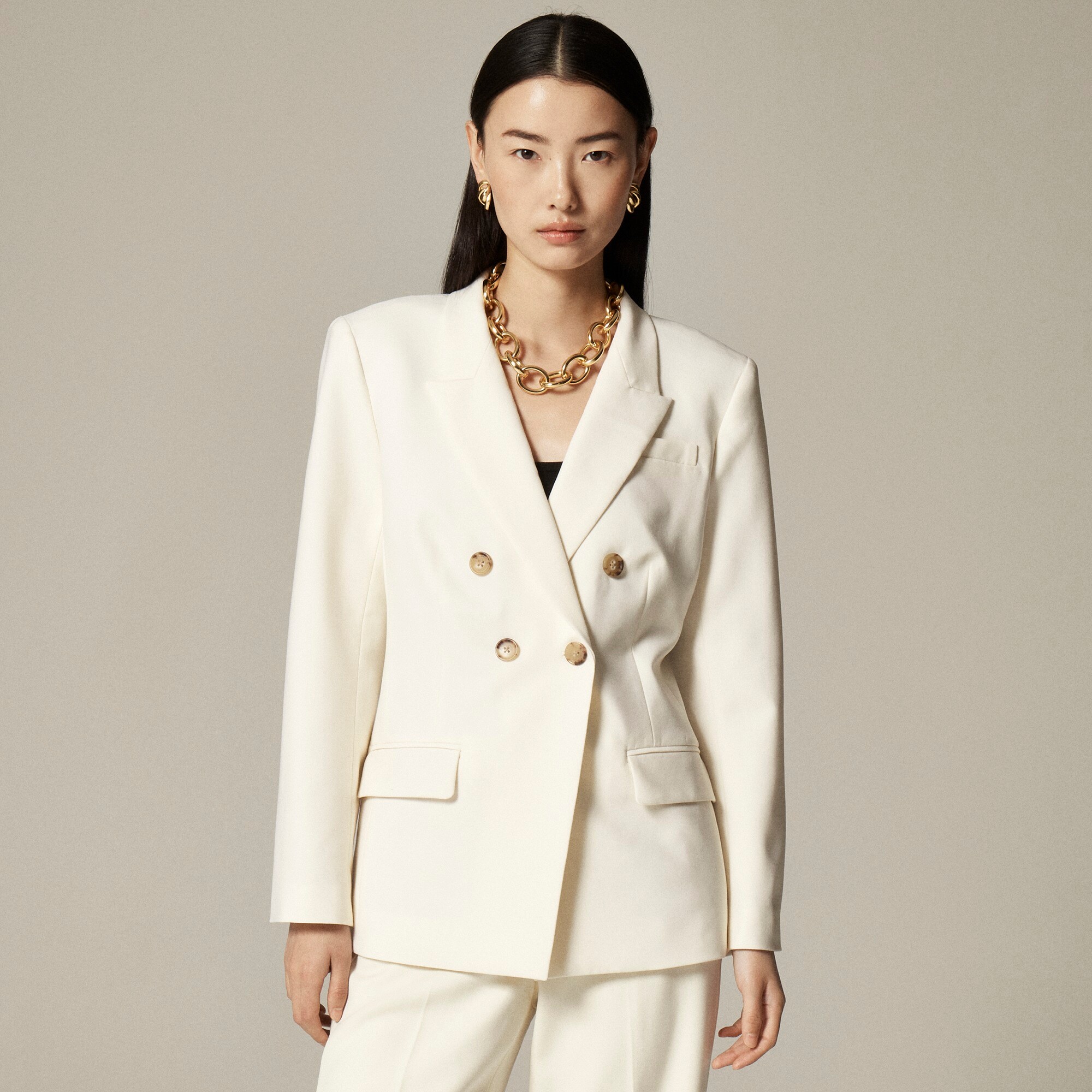 Double-breasted blazer in Italian stretch merino wool blend