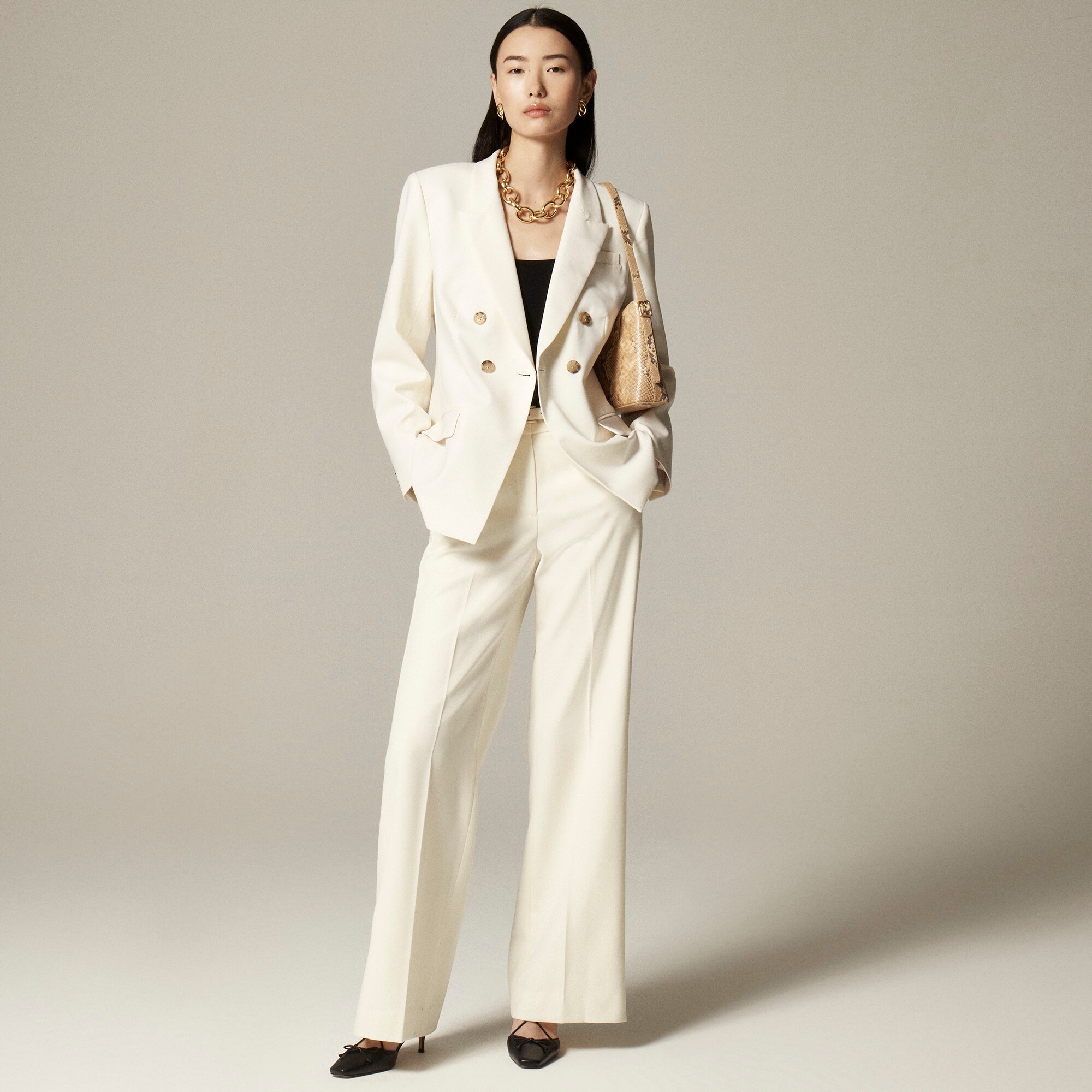 Double-breasted blazer in Italian stretch merino wool blend