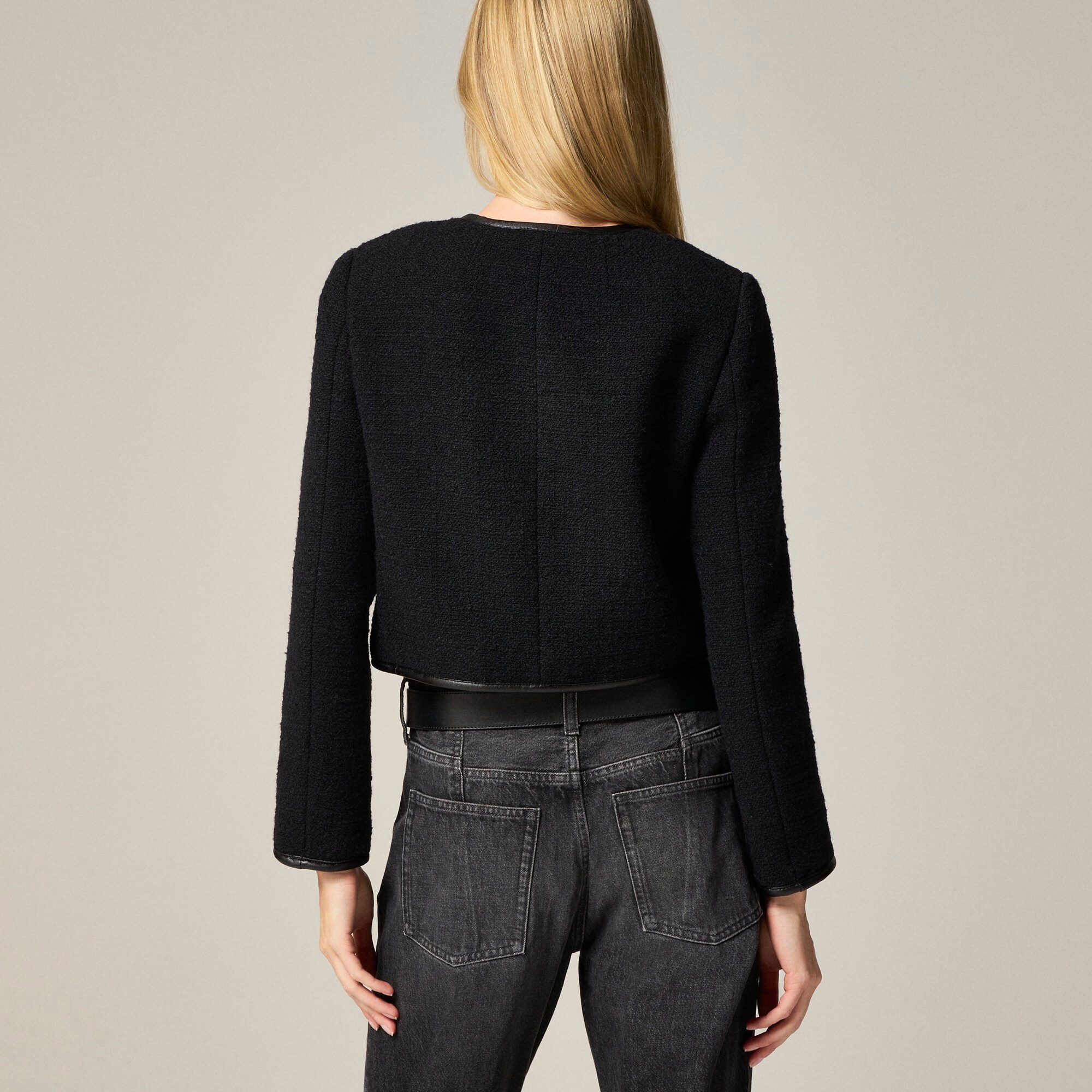 Tweed lady jacket with leather trim