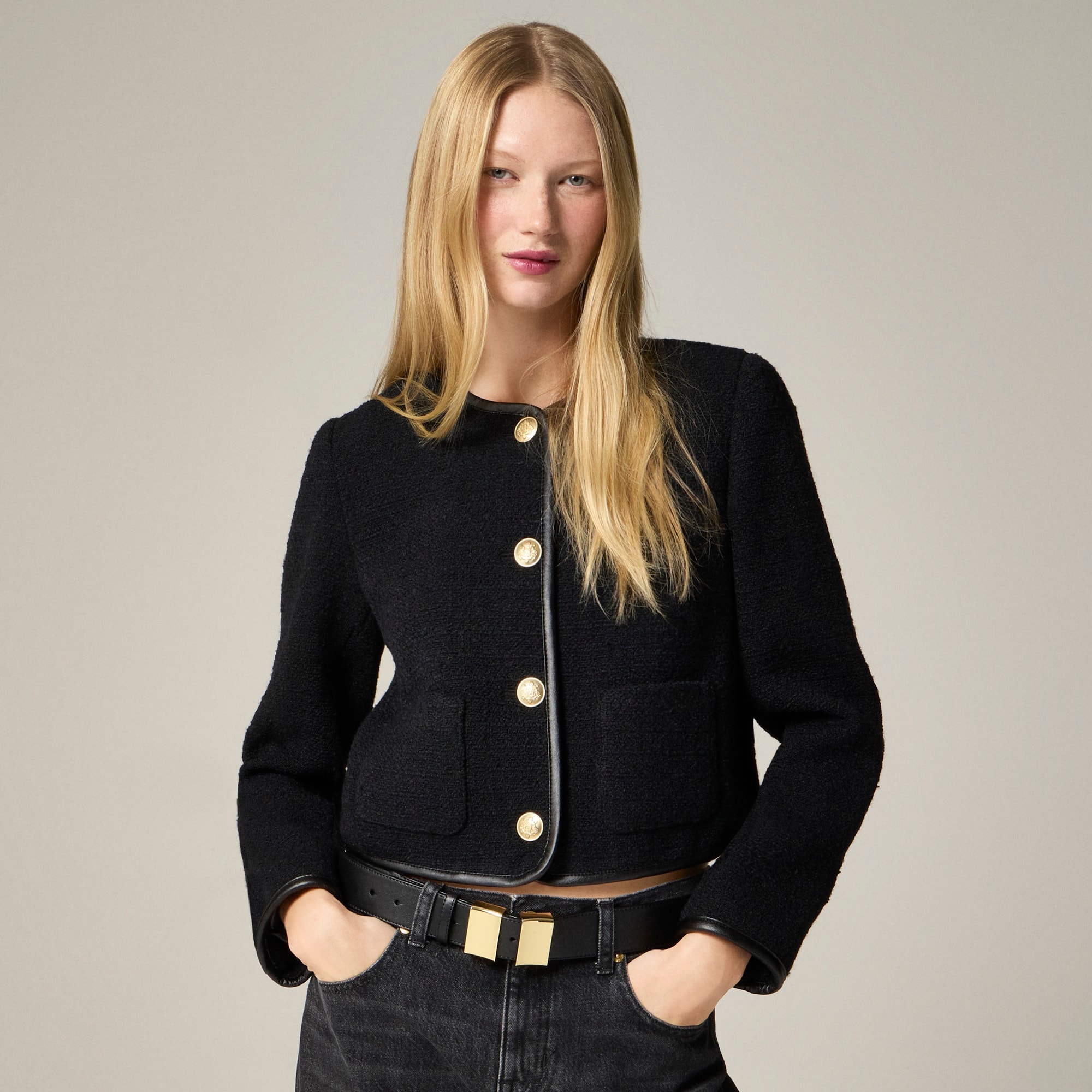 womens Tweed lady jacket with leather trim