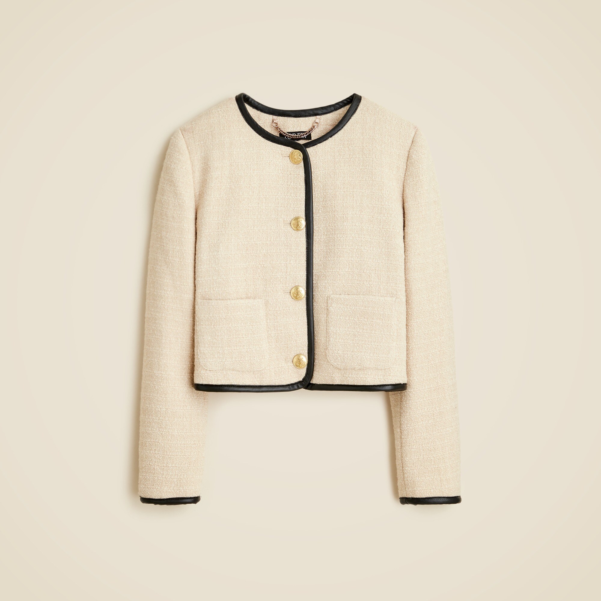 Tweed Lady Jacket With Leather Trim For Women | J.Crew