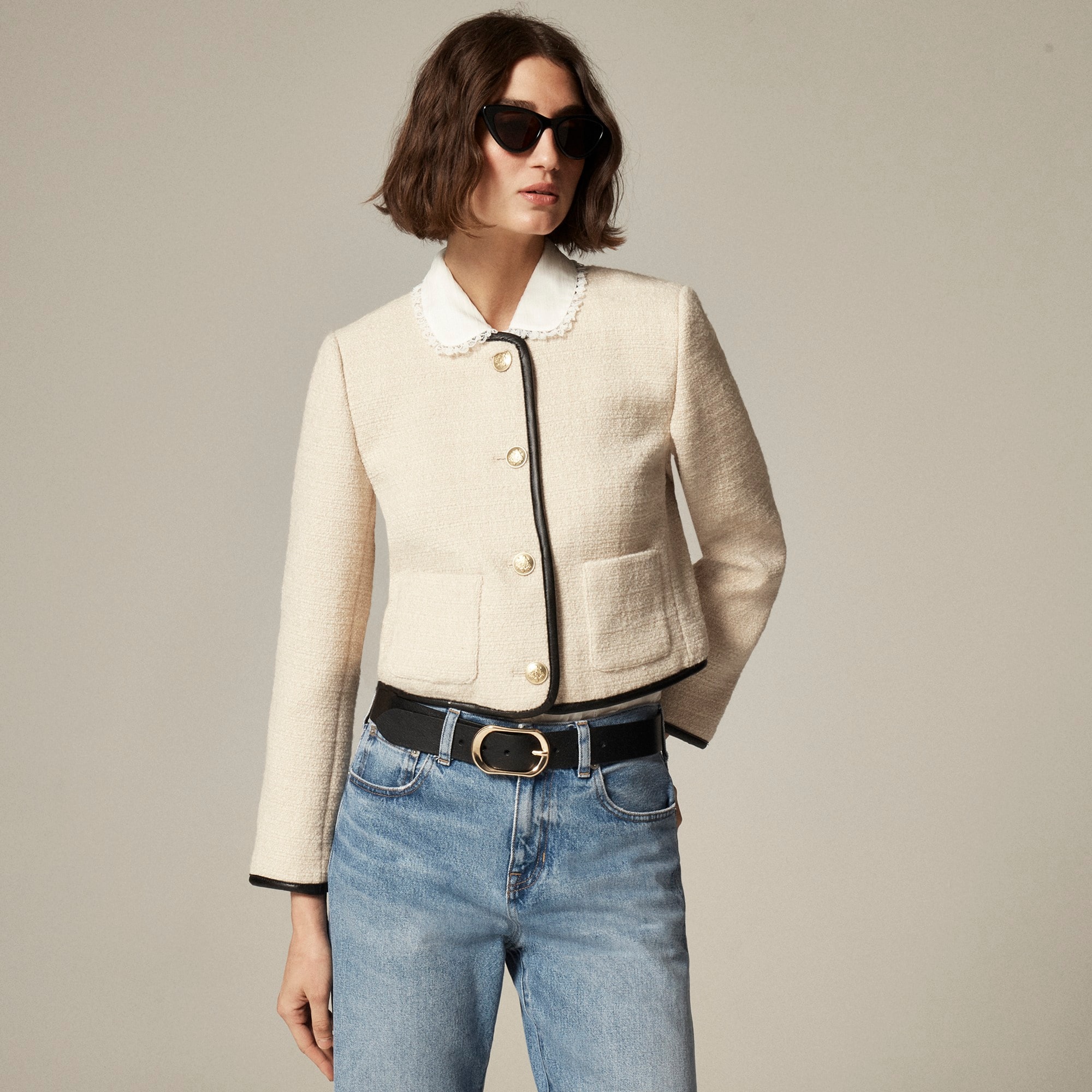 womens Tweed lady jacket with leather trim