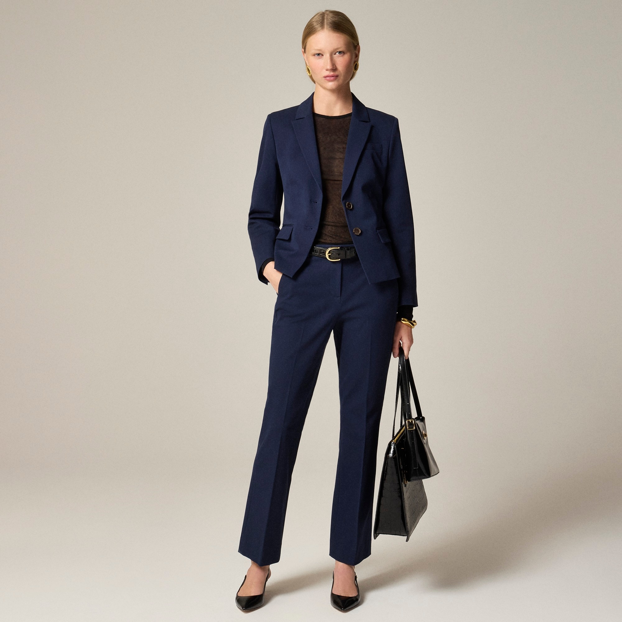 Shrunken-fit blazer in bi-stretch cotton blend