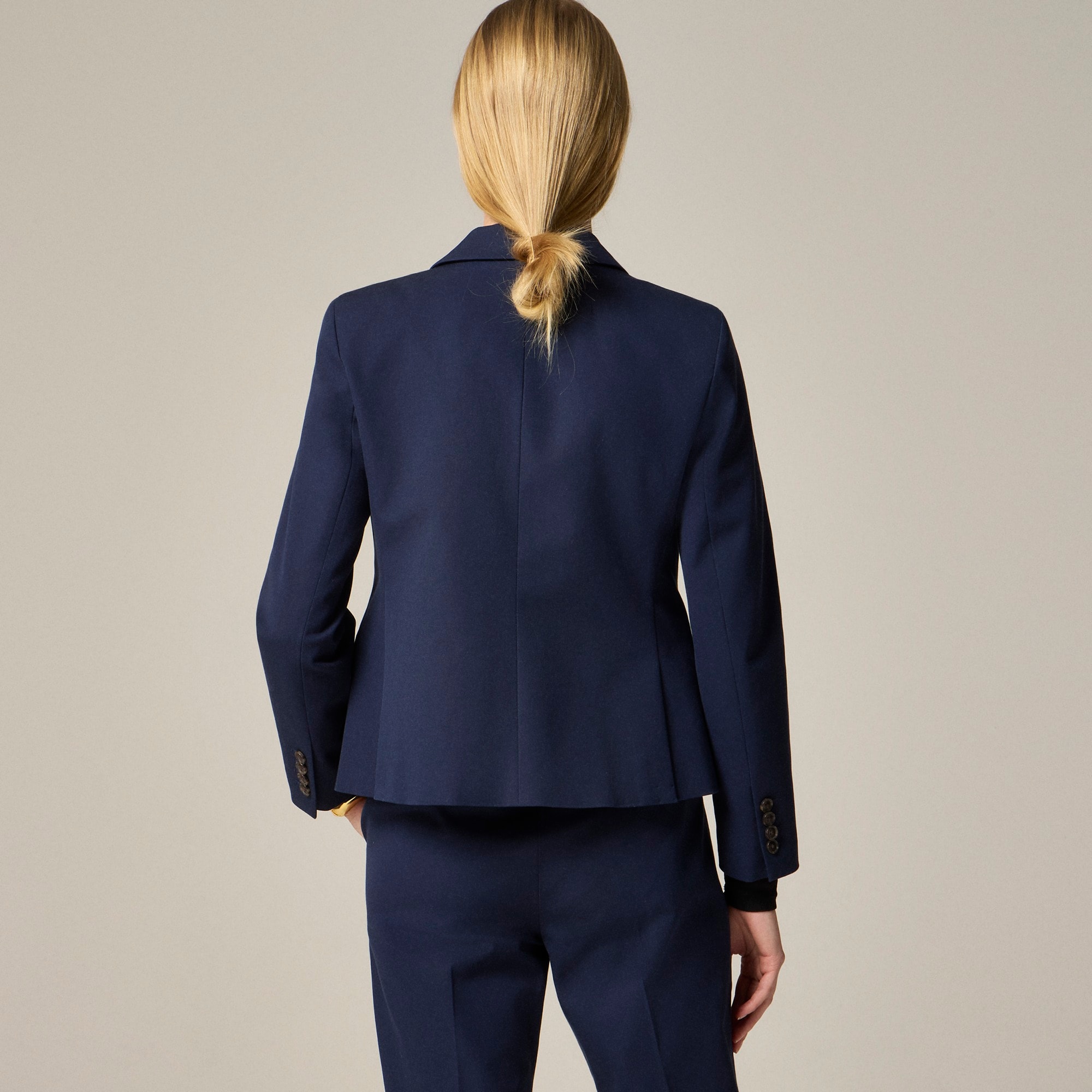 Shrunken-fit blazer in bi-stretch cotton blend