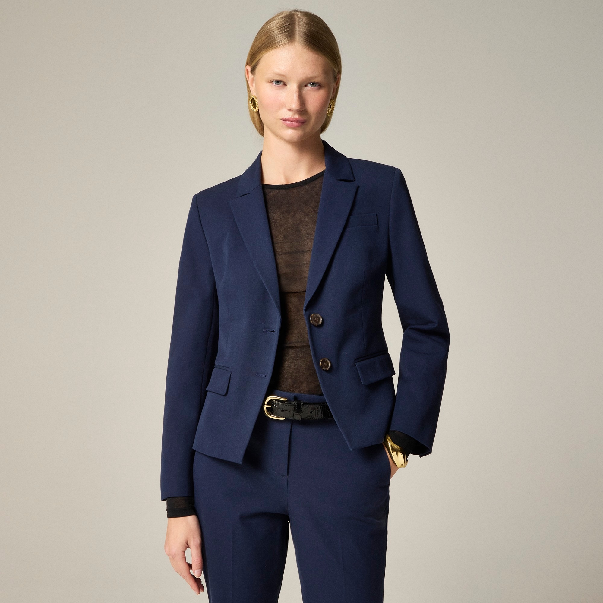 j.crew: shrunken-fit blazer in bi-stretch cotton blend for women