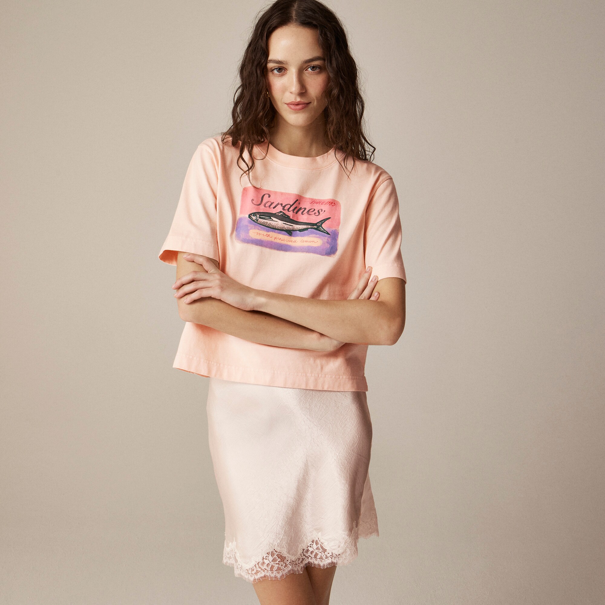 Relaxed-fit "Sardines" graphic T-shirt in premium-weight cotton