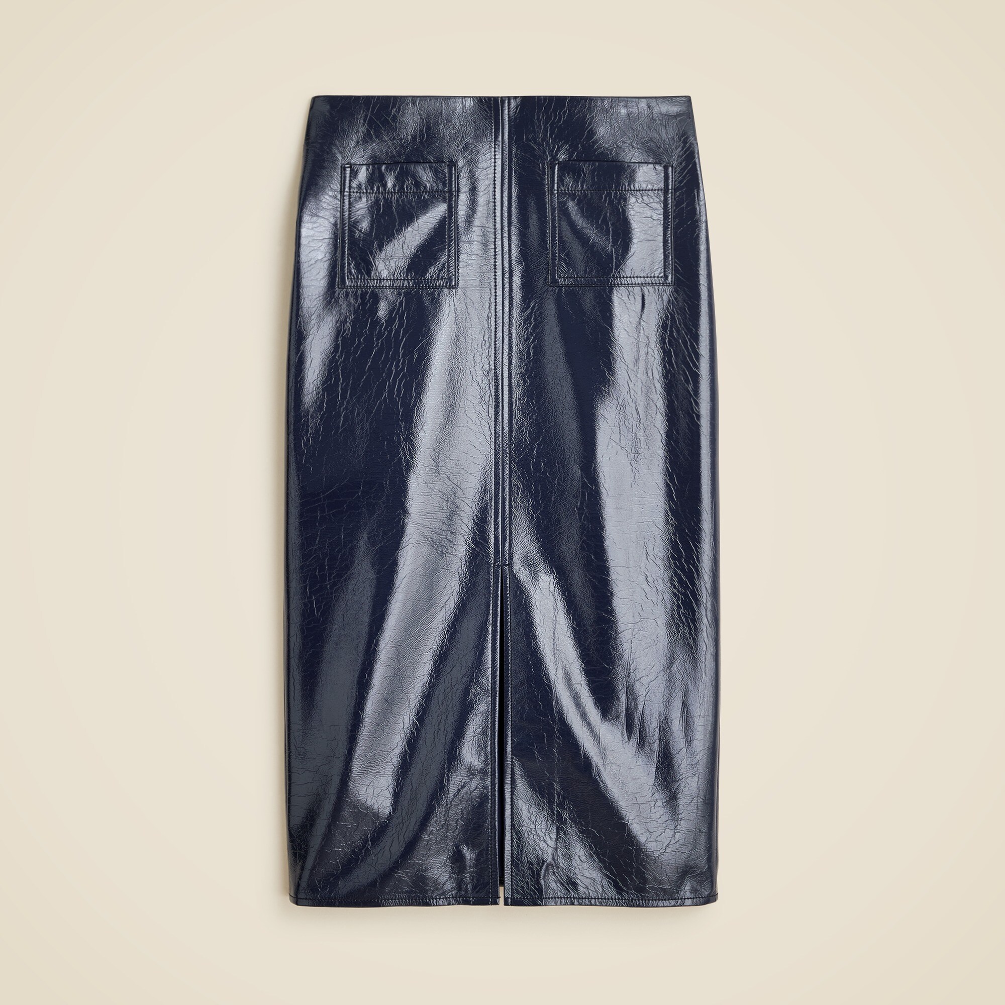 Patch-pocket No.3 Pencil skirt in textured faux patent leather