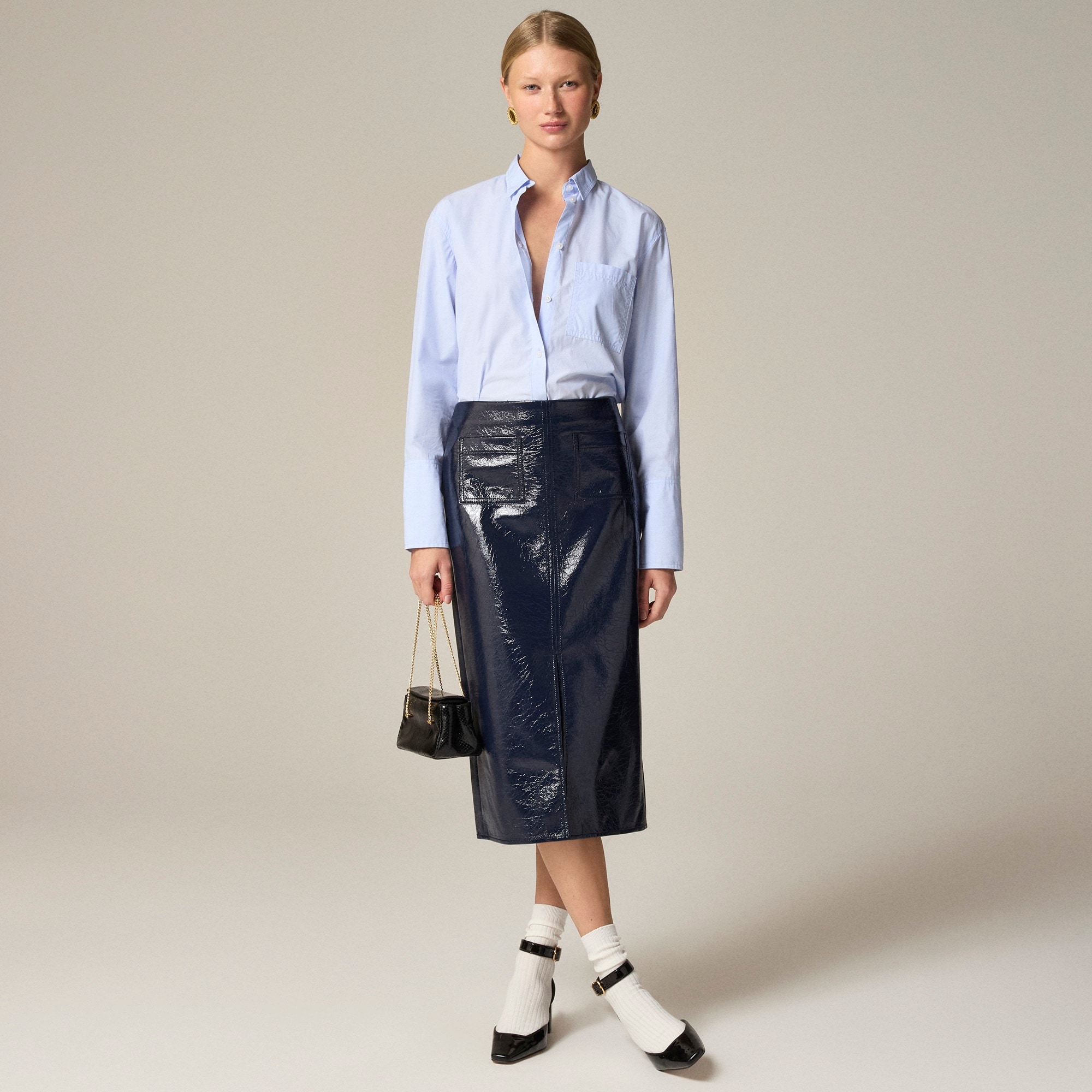 womens Patch-pocket No.3 Pencil skirt in textured faux patent leather