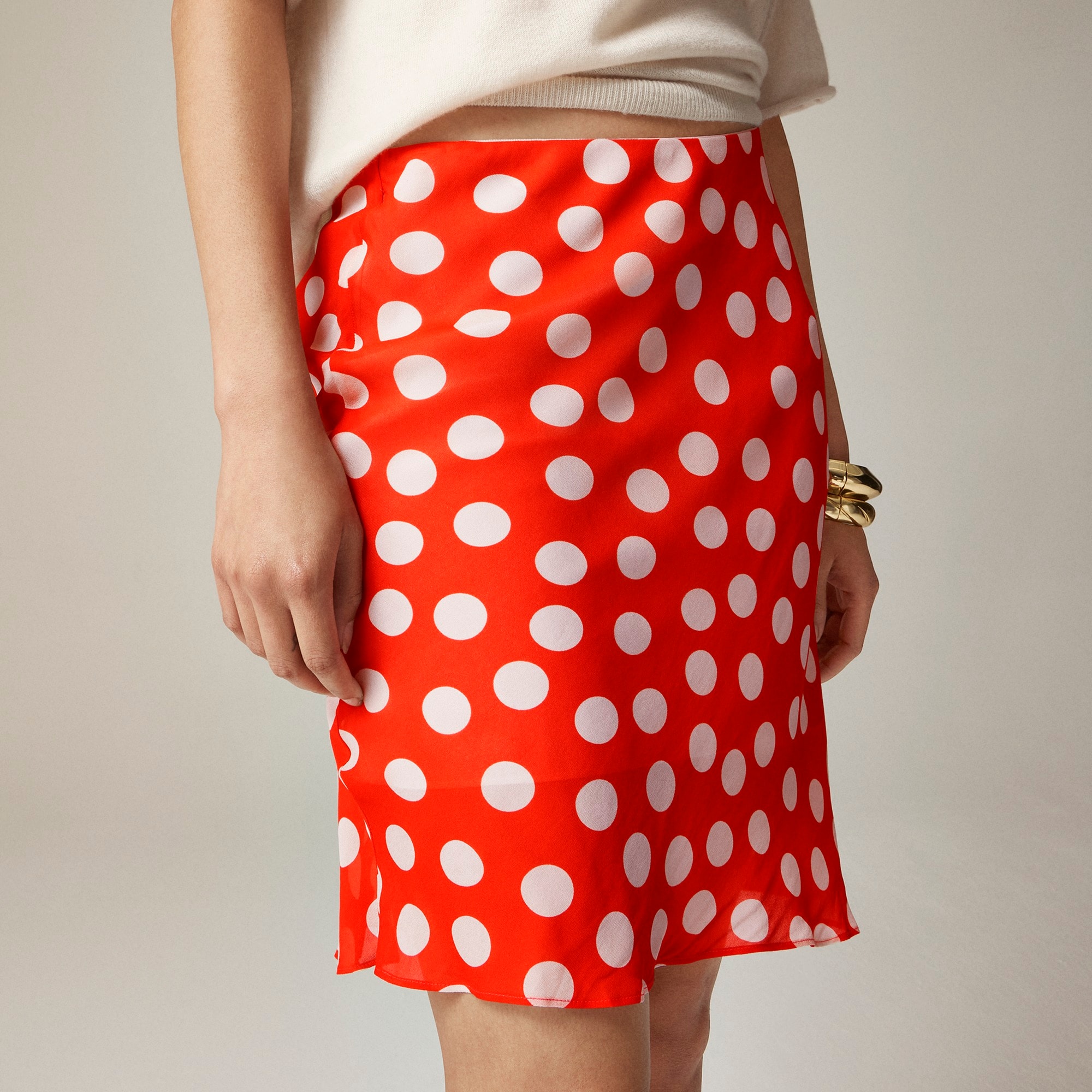 New Gwen layered slip skirt in polka-dot chiffon